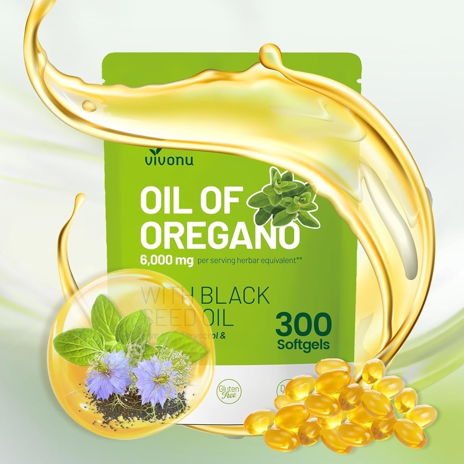 VivoNu Oil of Oregano with Black Seed Oil, Balanced Oil of Oregano Capsules NEW