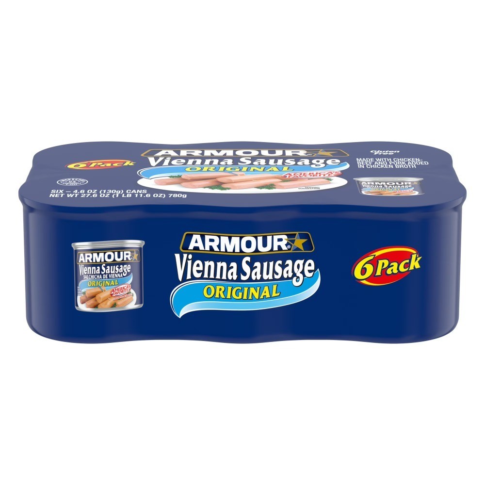 Vienna Sausage Canned Meat, Original Flavor, 7g Protein, 4.6 oz Can (Pack of 6)