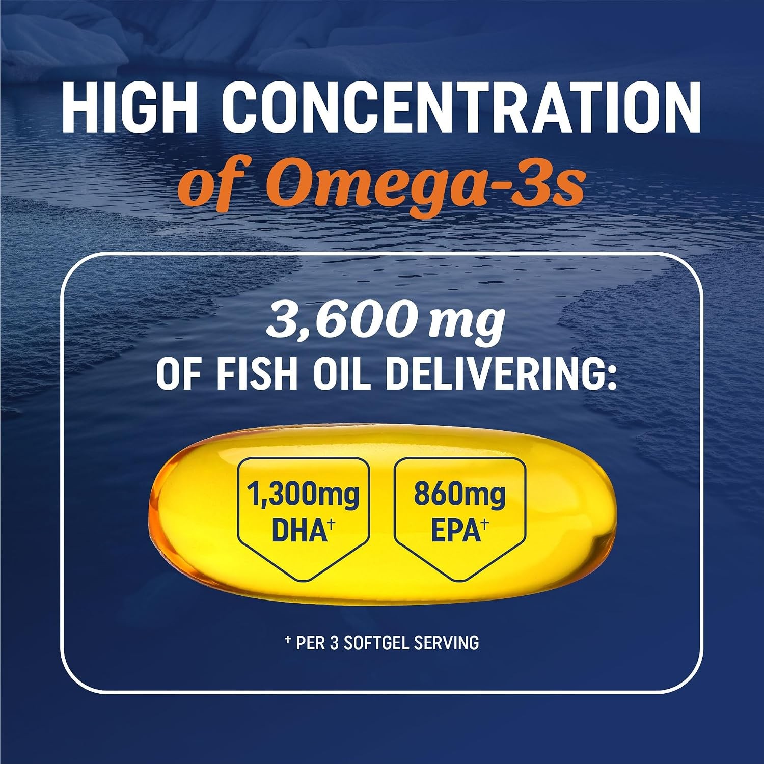 Triple Strength Omega 3 Fish Oil 3600 Mg | EPA & DHA | over 2100Mg Omega-3 Fatty