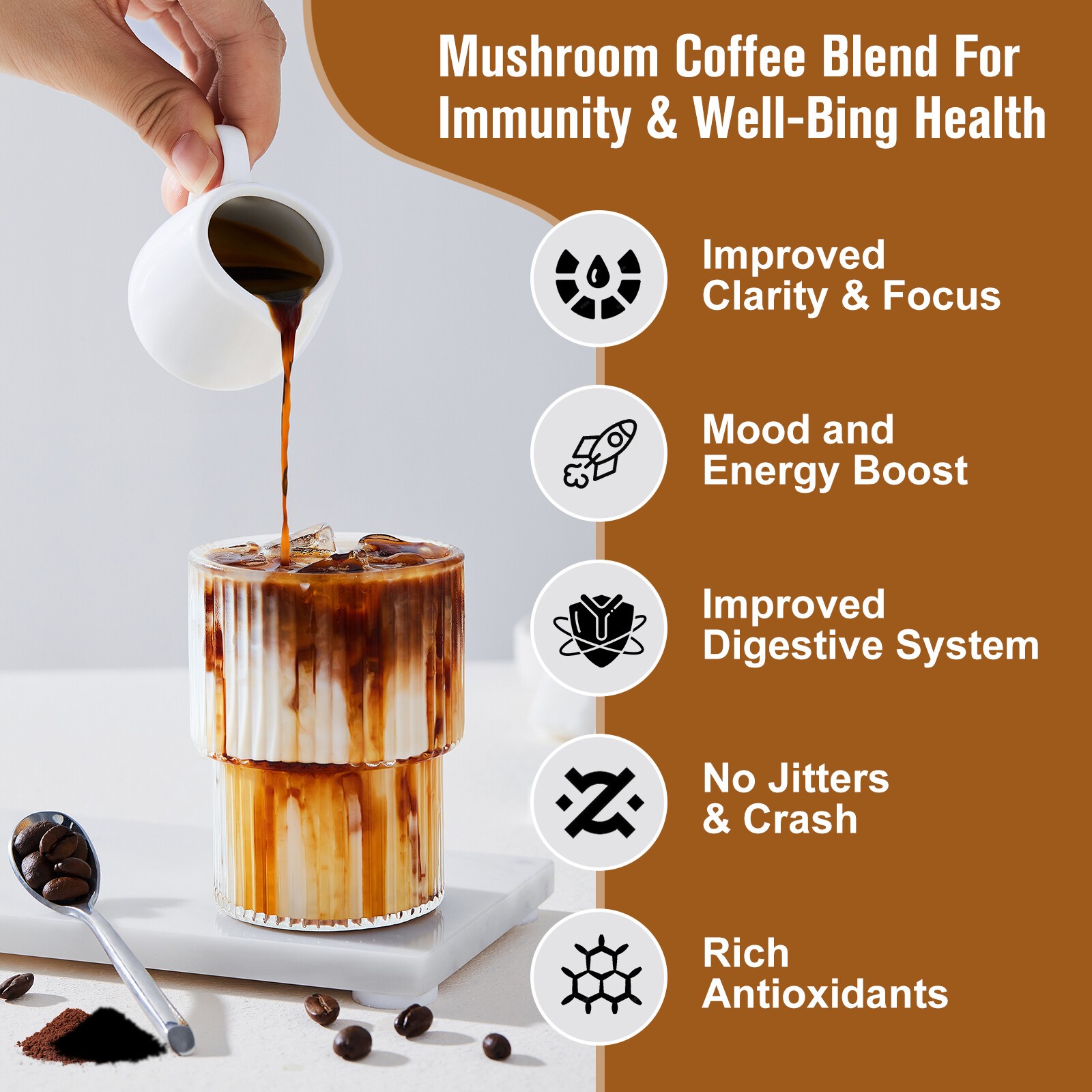 3 Pack Organic Mushroom Coffee Instant Mushroom Coffee Powder 22 Servings in one