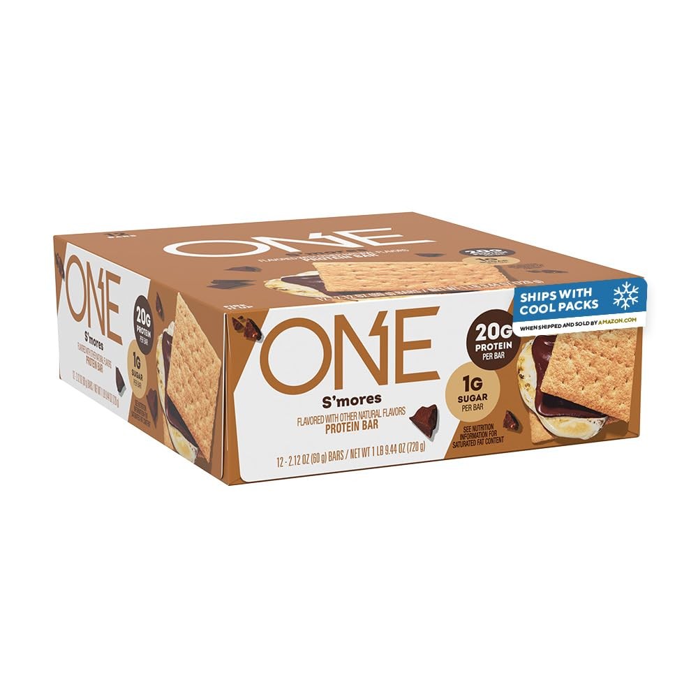 ONE Protein Bars, Smores, Gluten Free with 20g Protein and 1g Sugar, Pantry S…
