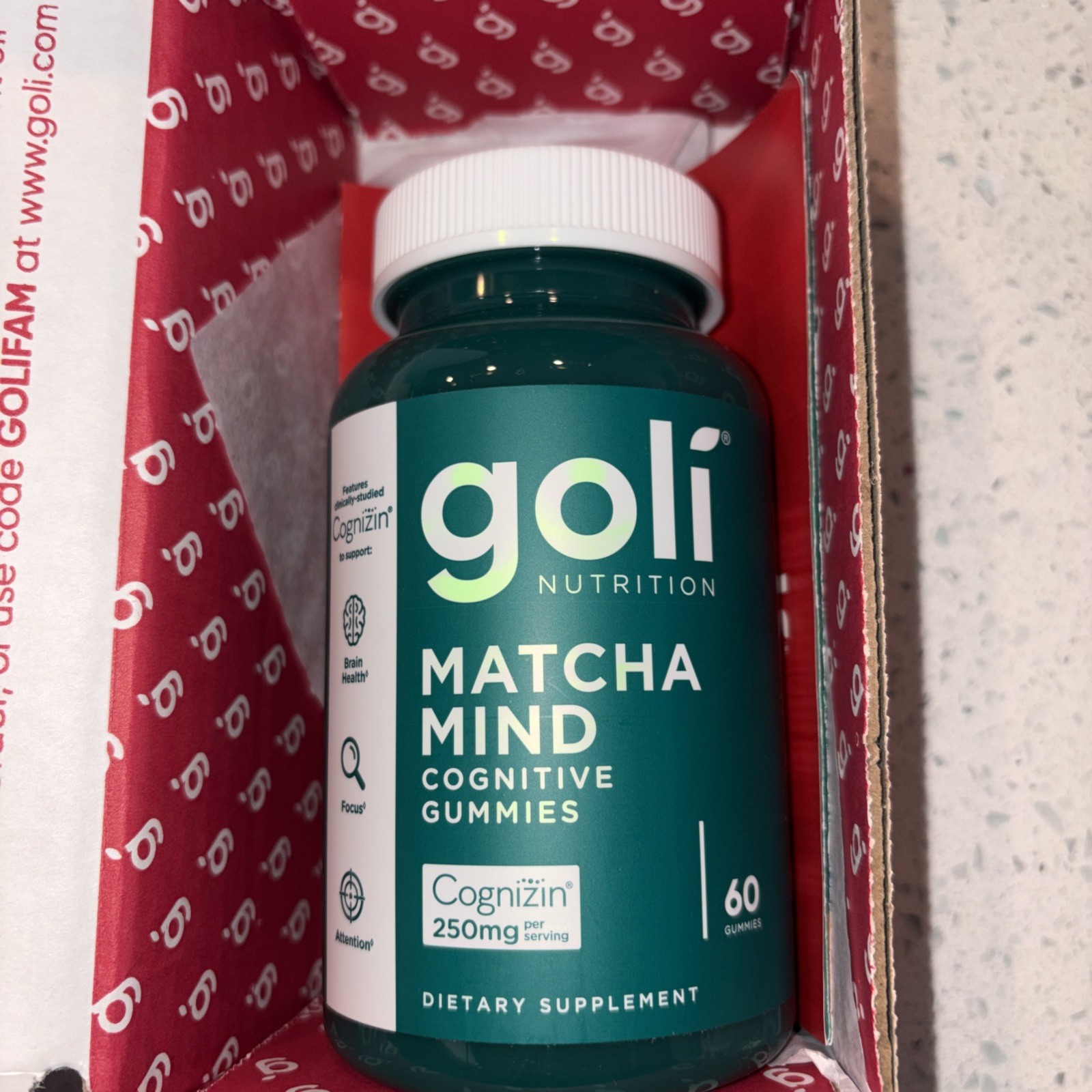 Gold Nutrition Matcha Mind 60 Gummies Expires 12/27 Cognizin 250mg