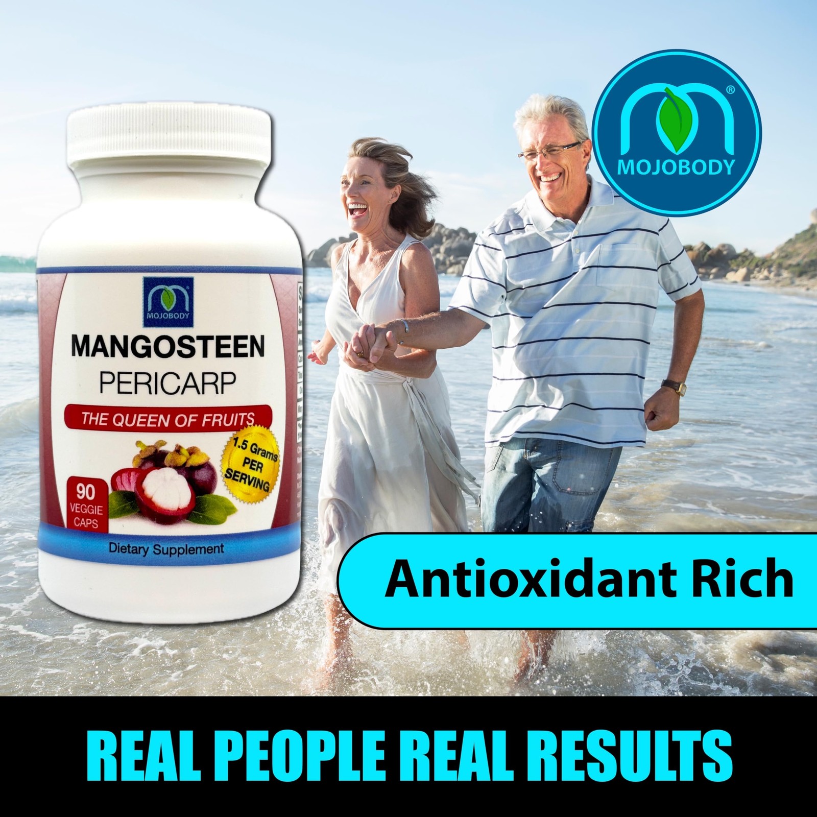 MOJObody Freeze Dried Mangosteen Pericarp Capsules 2PK, 1.5 Grams per Serving, 9