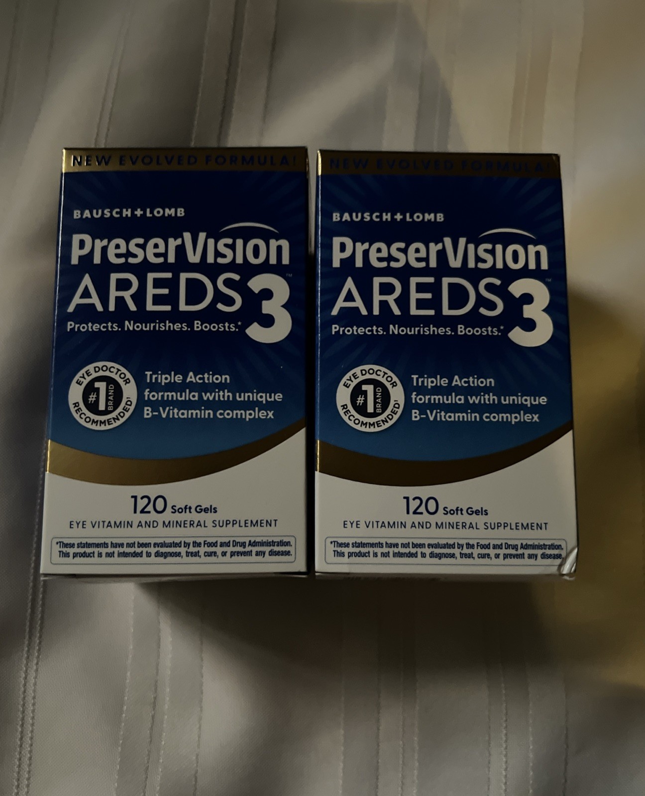 Pack of 2 Bausch + Lomb PreserVision AREDS 3 Eye Vitamins Soft gels 120 per pack
