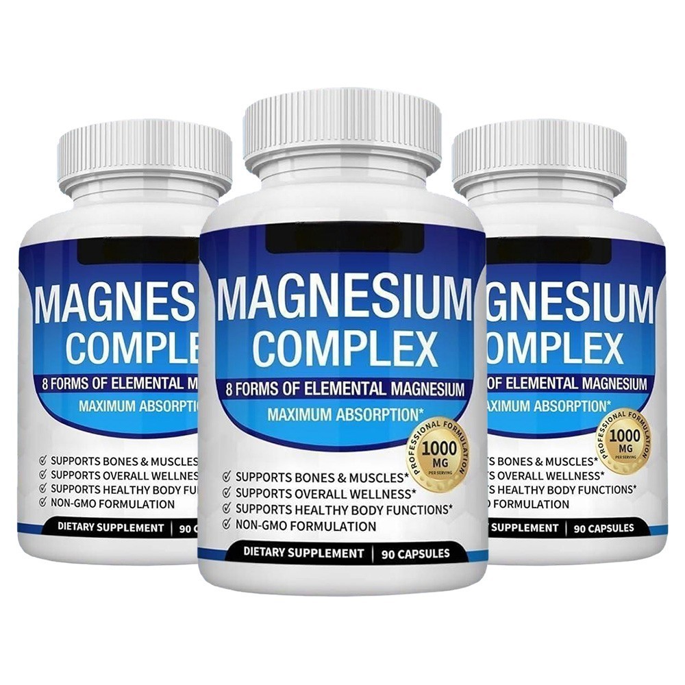 1~5x Magnesium Complex Supplement 8 Elemental 1000mg – Vegan Non-GMO 90 Capsules