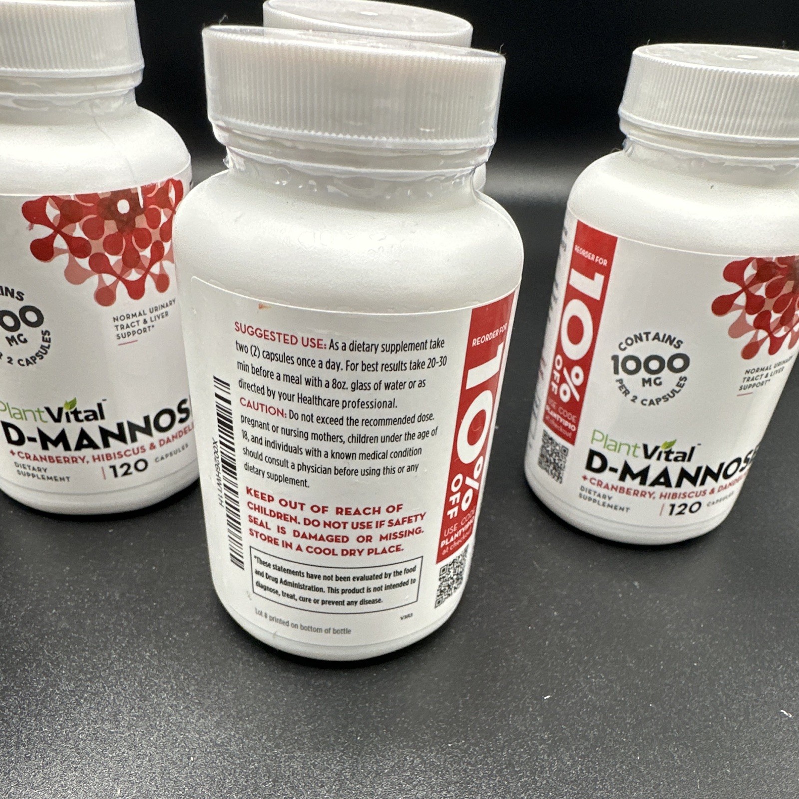 PlantVital D-Mannose 1000mg 120 Capsules Cranberry Exp 09/2028