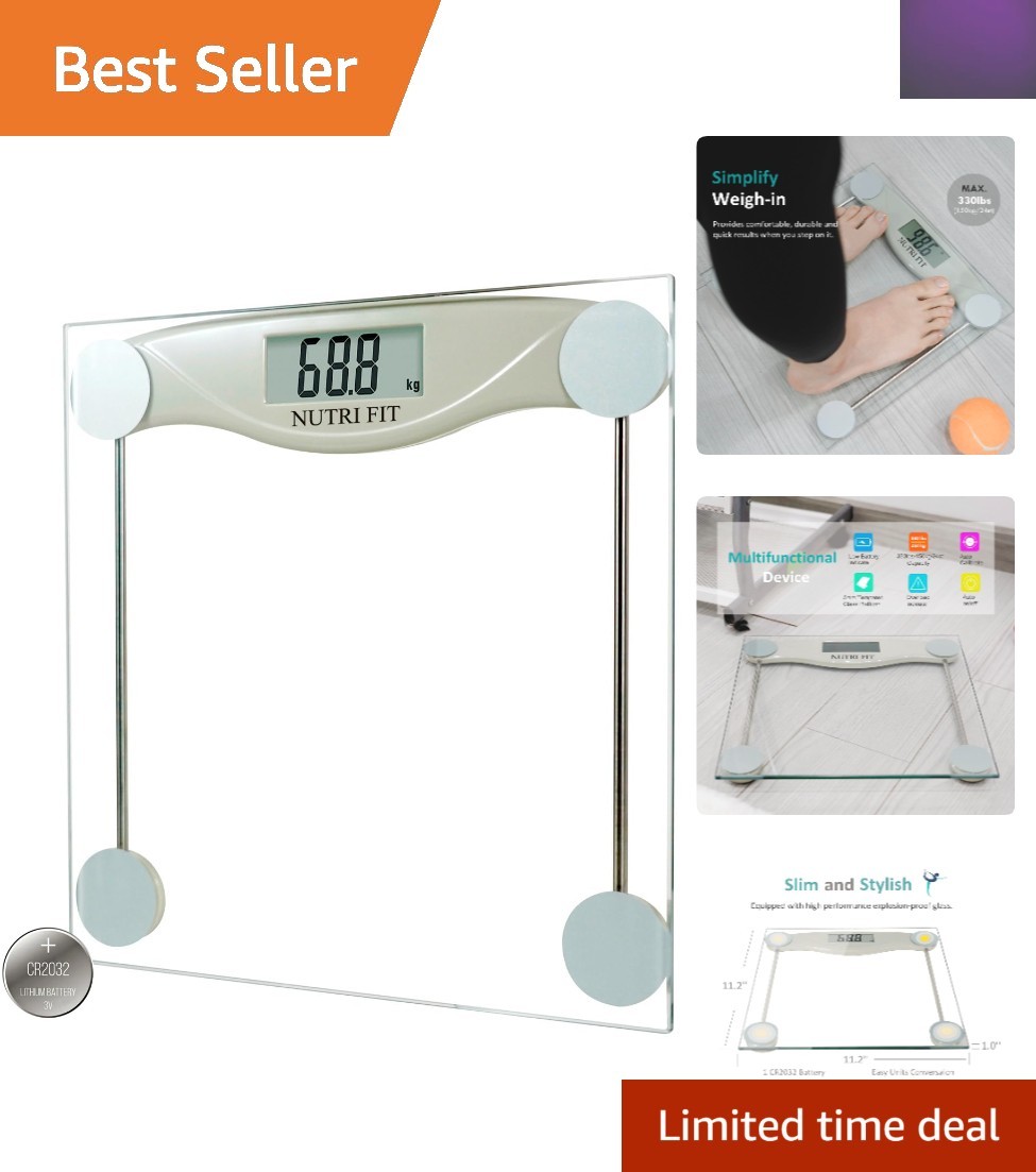 Precision Digital Bathroom Scale – 330 lb Capacity, Slim Tempered Glass Design