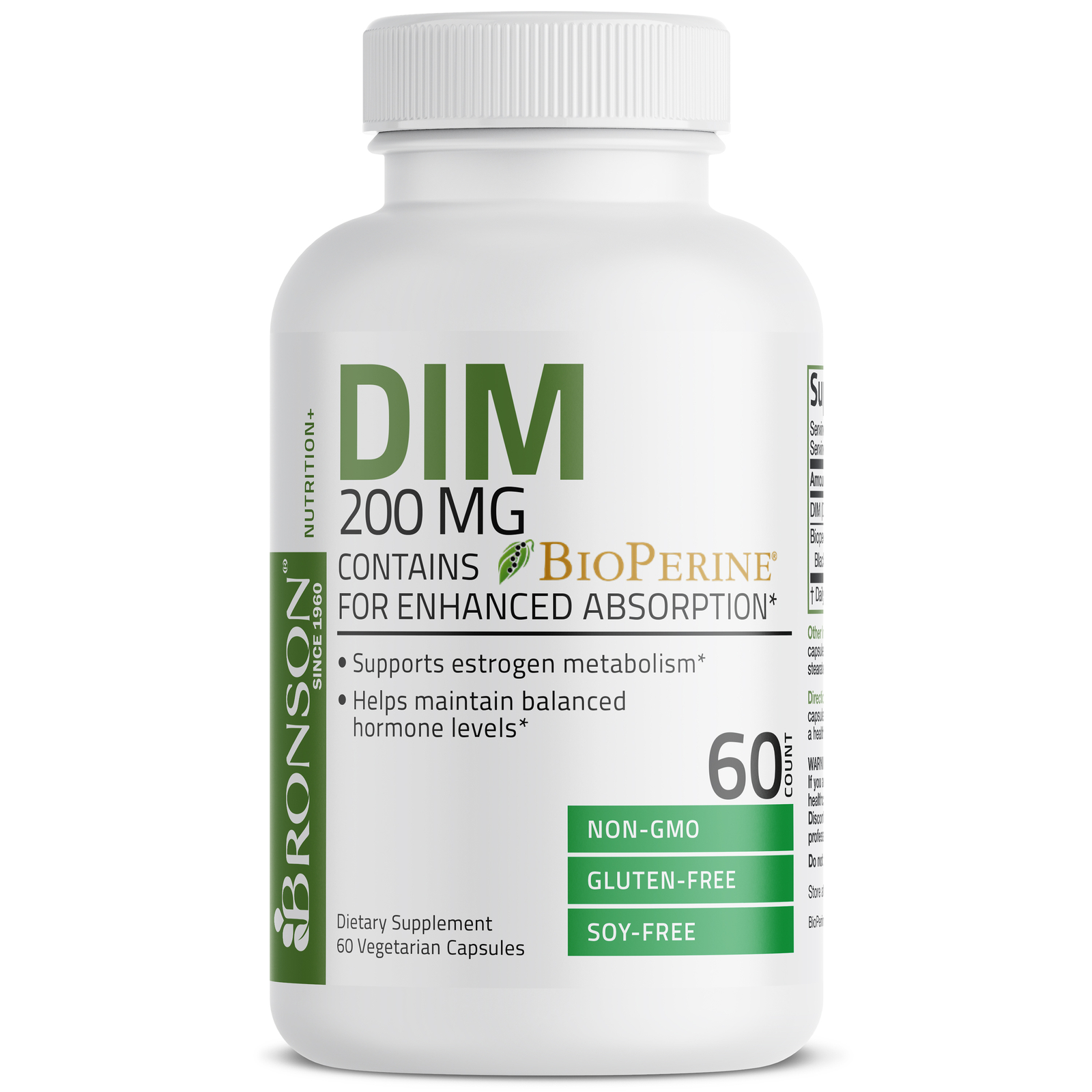 DIM 200mg w/ BioPerine – Estrogen Metabolism Balanced Hormones, 60 Veg Capsules