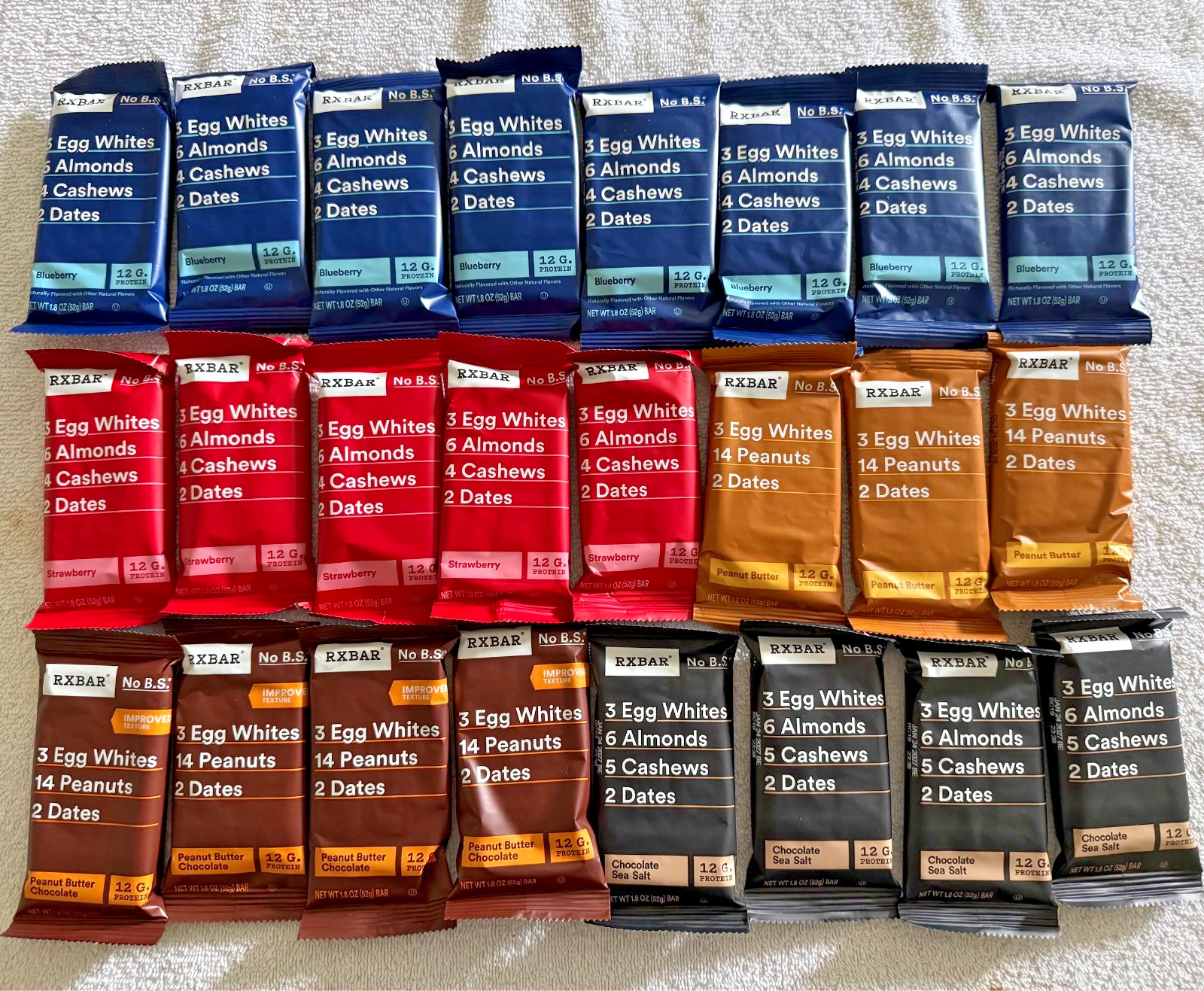 24 RXBAR Protein Bar STRAWBERRY, Blueberry, PEANUT BUTTER Chocolate Sea Salt