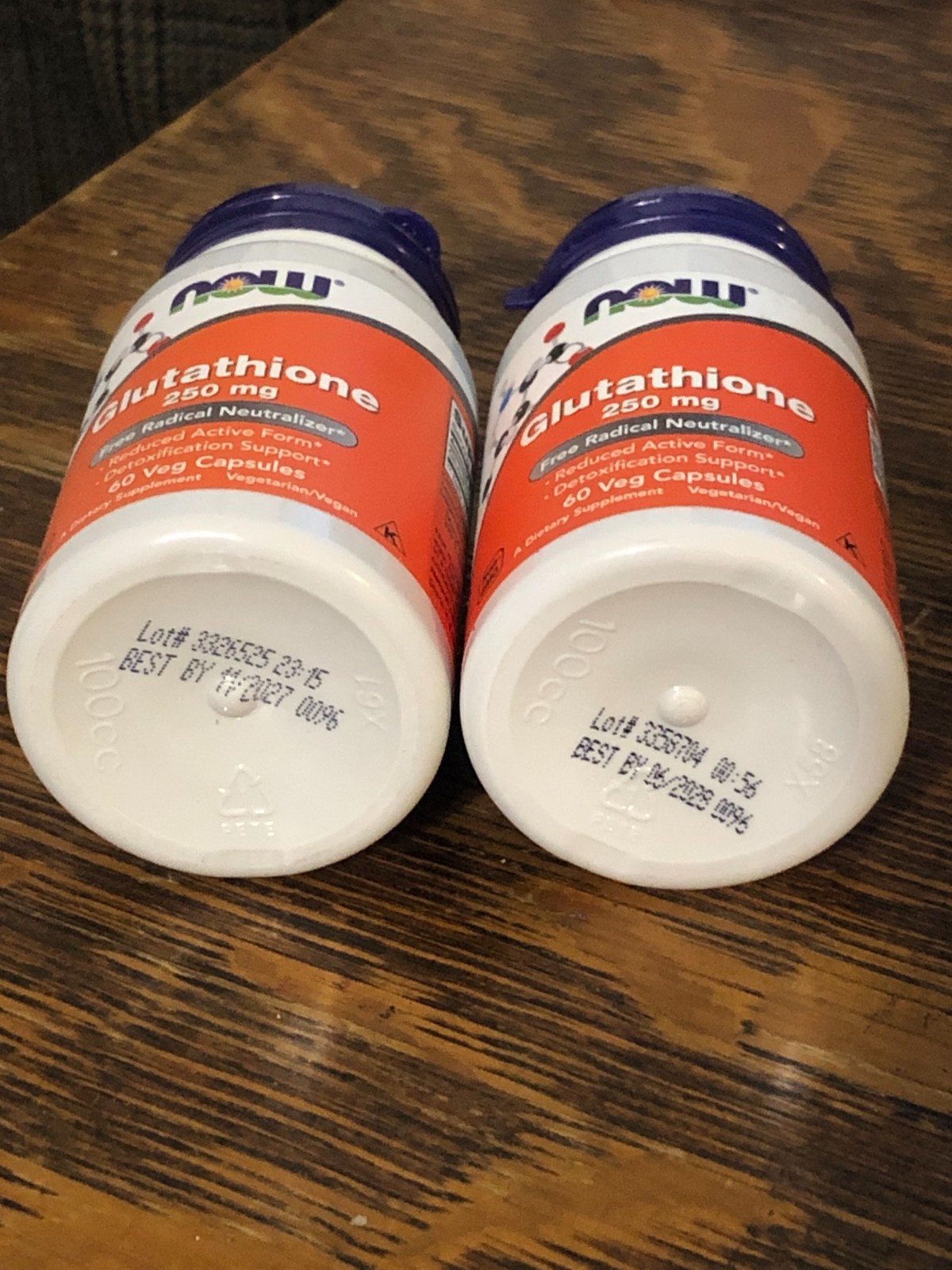 NOW FOODS Glutathione 250 mg 60 Veg Capsules 2 Pack Exp (06/2028, 11/2027)
