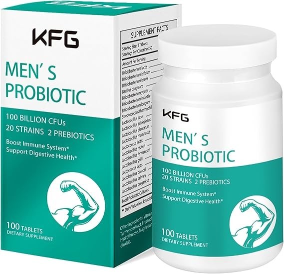 Probiotics Supplement 100 Billion CFU 20 Strains, 2 Prebiotics for Men Digestive