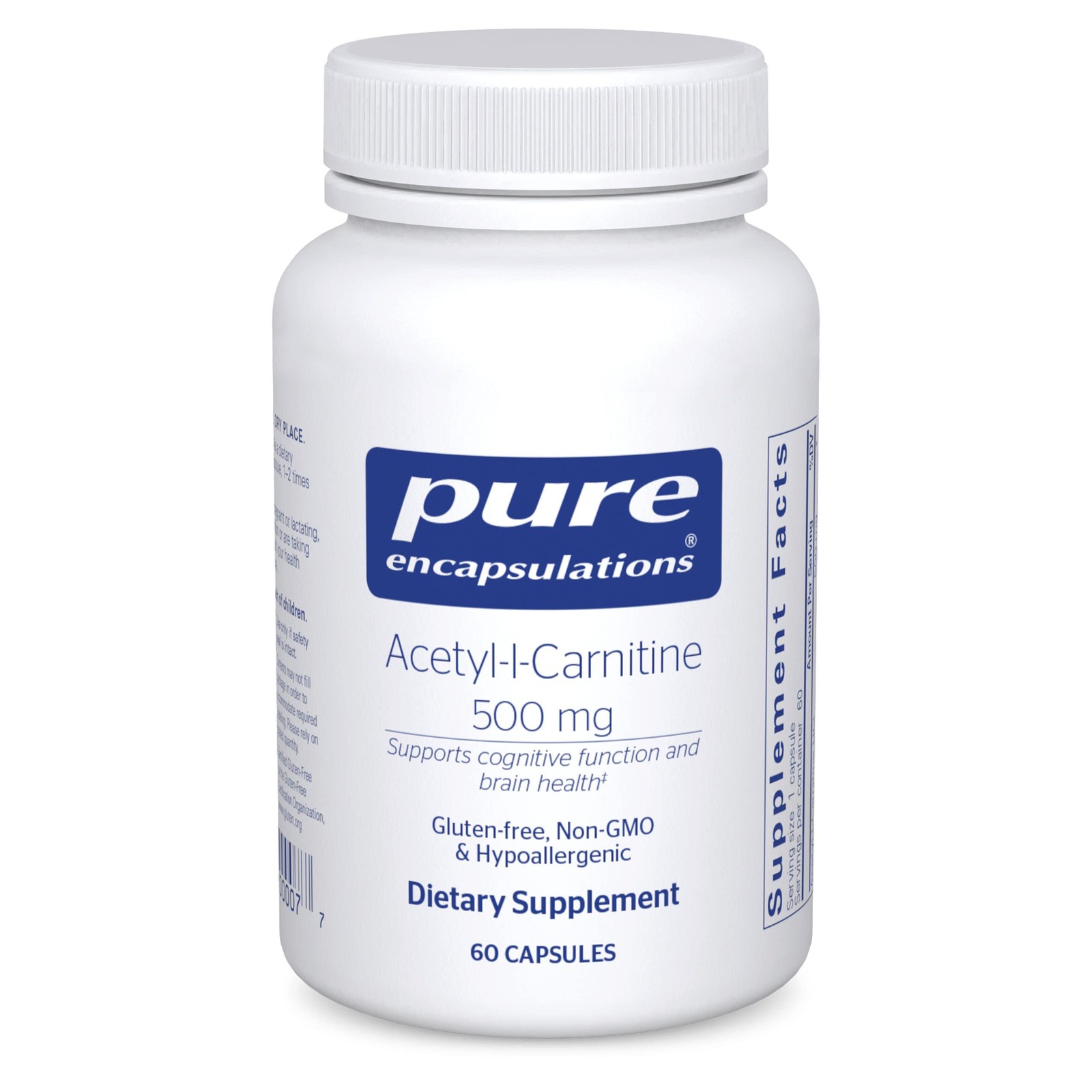 Pure Encapsulations Acetyl-l-Carnitine 500 mg – 60 Capsules (Exp Date 01/2026)