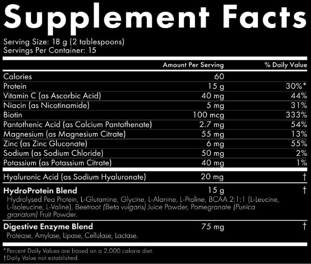 WelleCo HydroProtein Elixir Plant Protein Powder, Blackcurrant, Pomegranate 270g