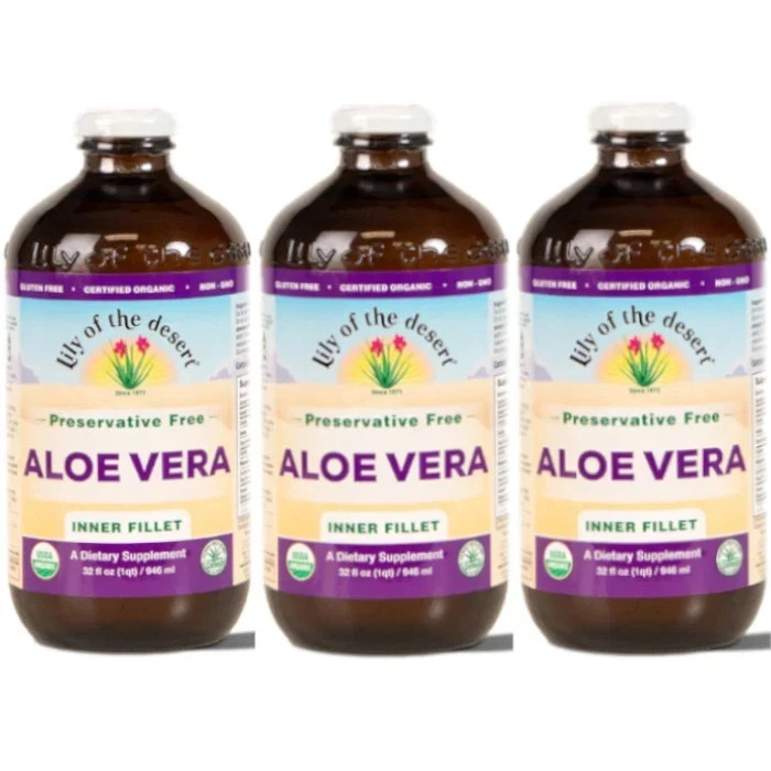 Aloe Vera Juice – Inner Fillet Preservative Free 32 fl. oz Each (Pack of 3)