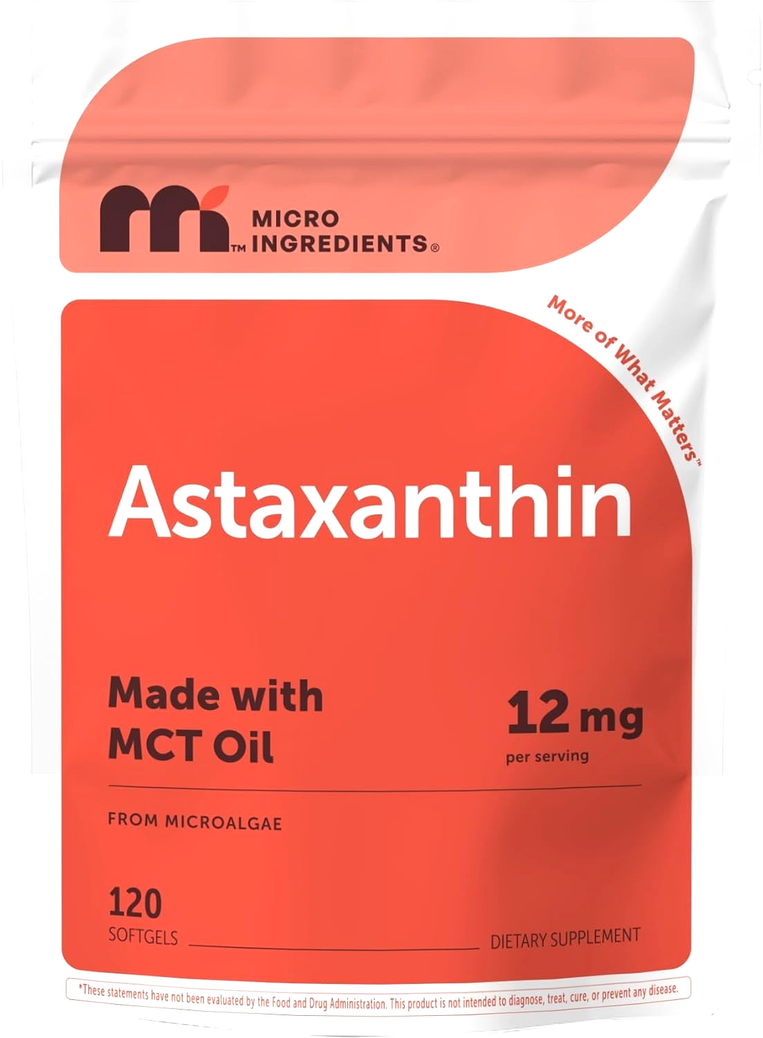 Micro Ingredients Astaxanthin 12mg with MCT Oil, 120 Softgels-New