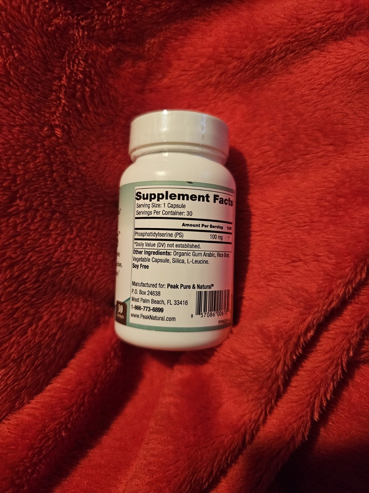 Peak Pure & Natural “Peak PS” Phosphatidylserine Brain Health Memory Exp. 11/26