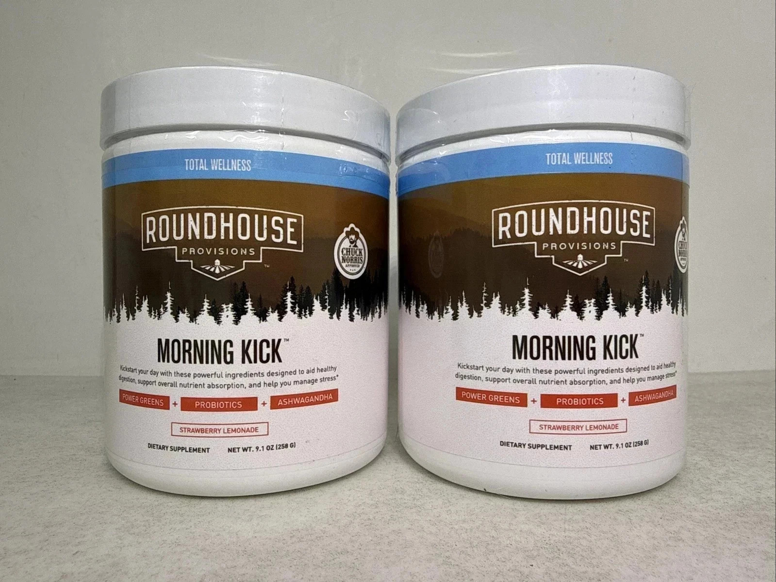 (2 Pack) Roundhouse Provisions Morning Kick Powder Strawberry Lemonade 9.1 OZ