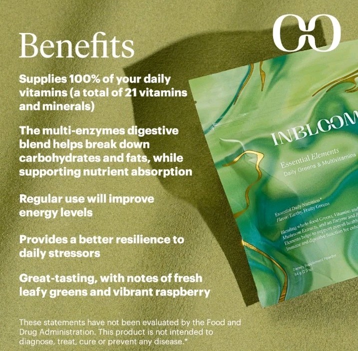 INBLOOM Kate Hudson Essential elements Daily Greens 2.9 oz bag 14 servings