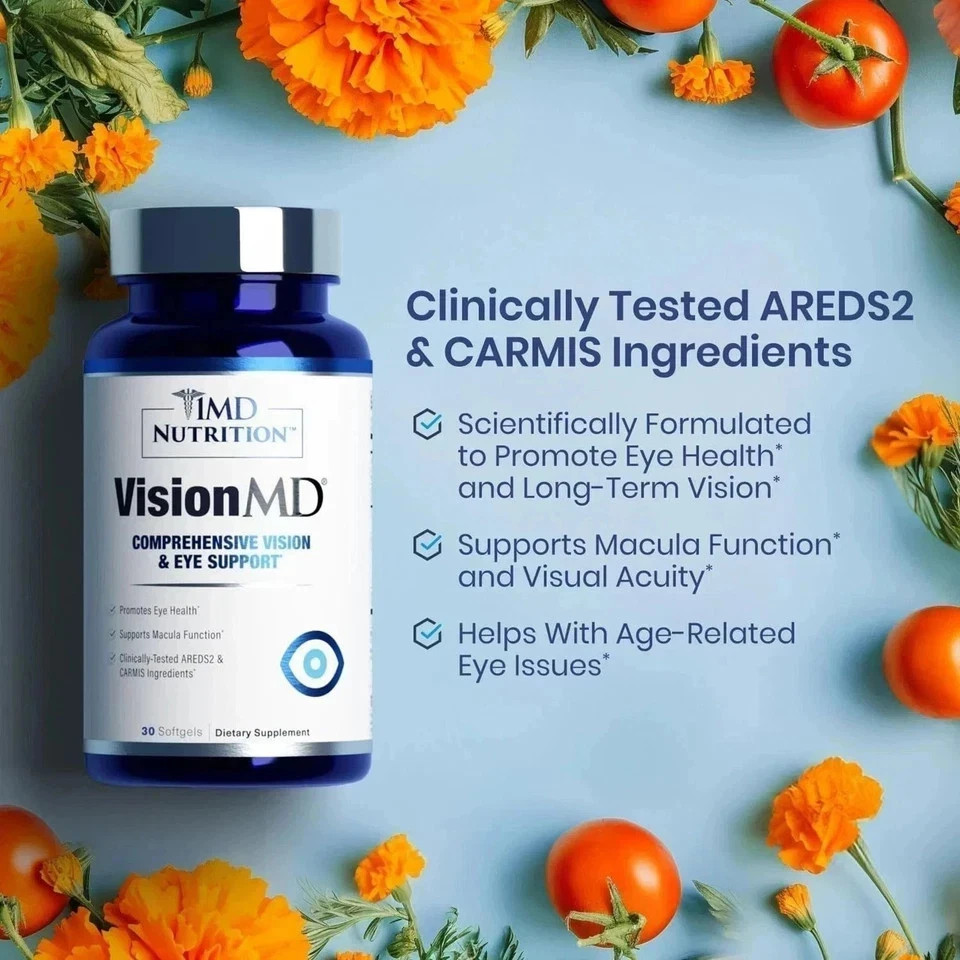 3 Pack 1MD Nutrition Vision MD Eye Vitamin CARMIS Health Eye Supplement 30