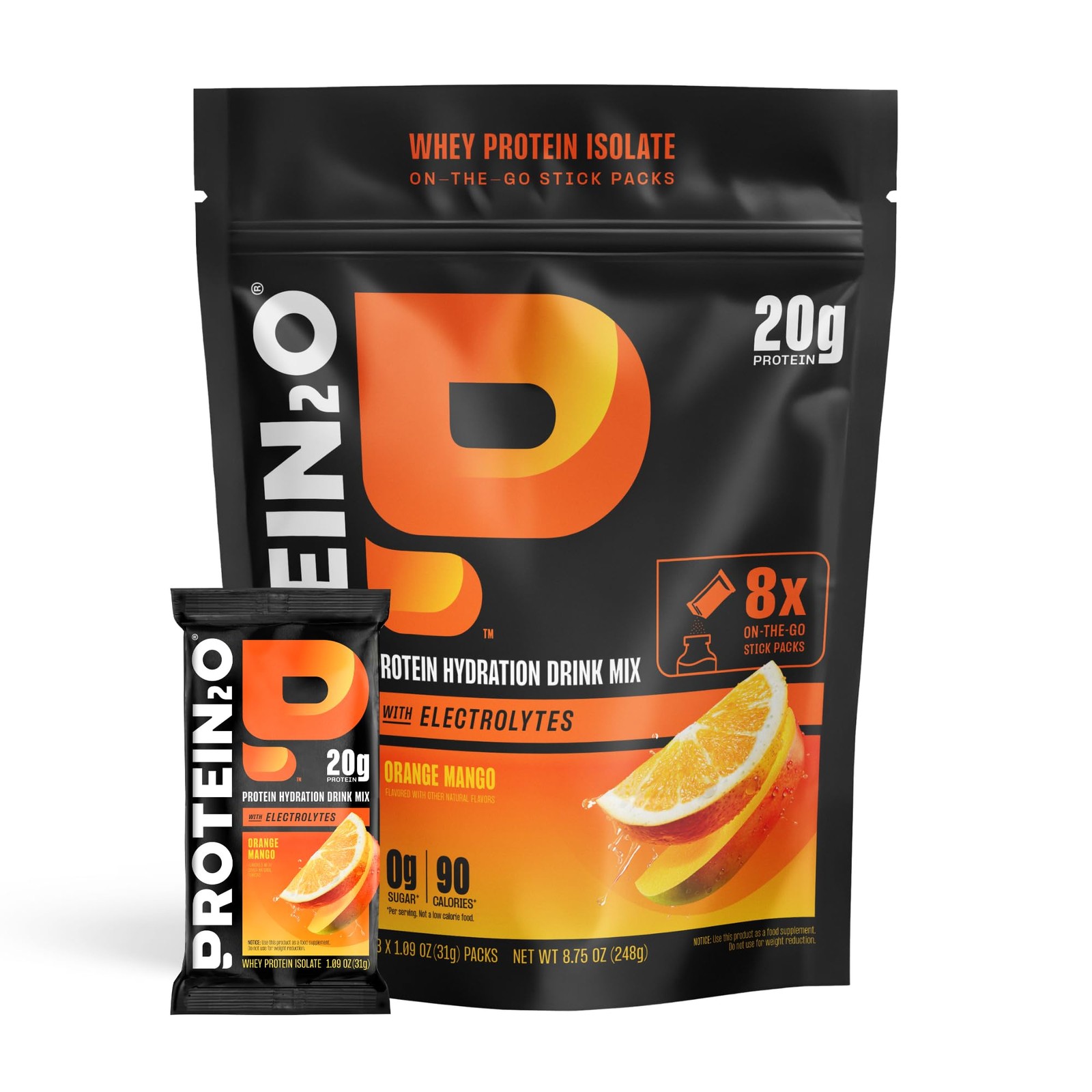 Protein2o Whey Protein Isolate 20g Sugar Free Orange Mango 8-Pack