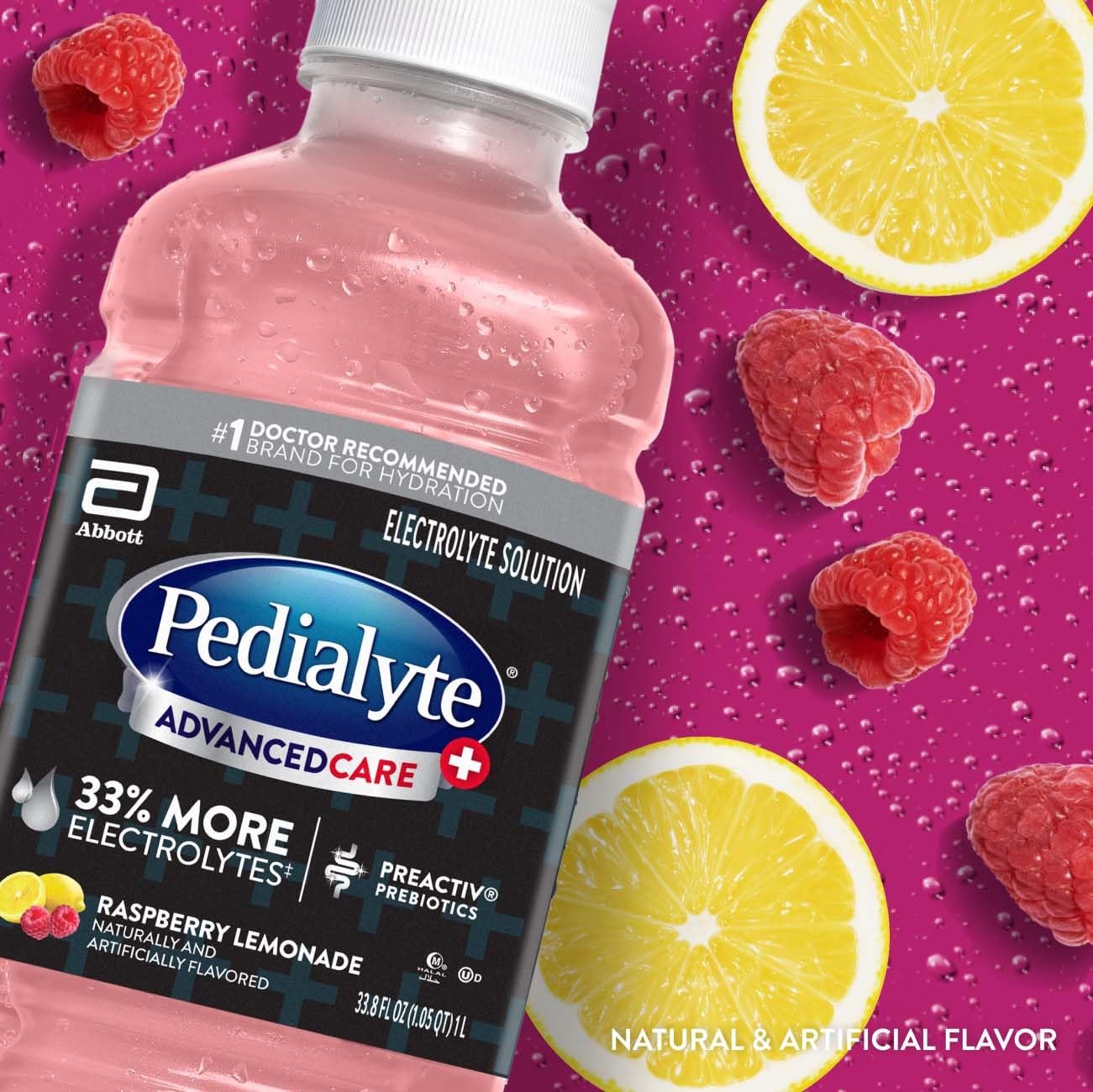 Pedialyte AdvancedCare Plus Electrolyte Hydration 33.8 Fl Oz (Pack of 4)