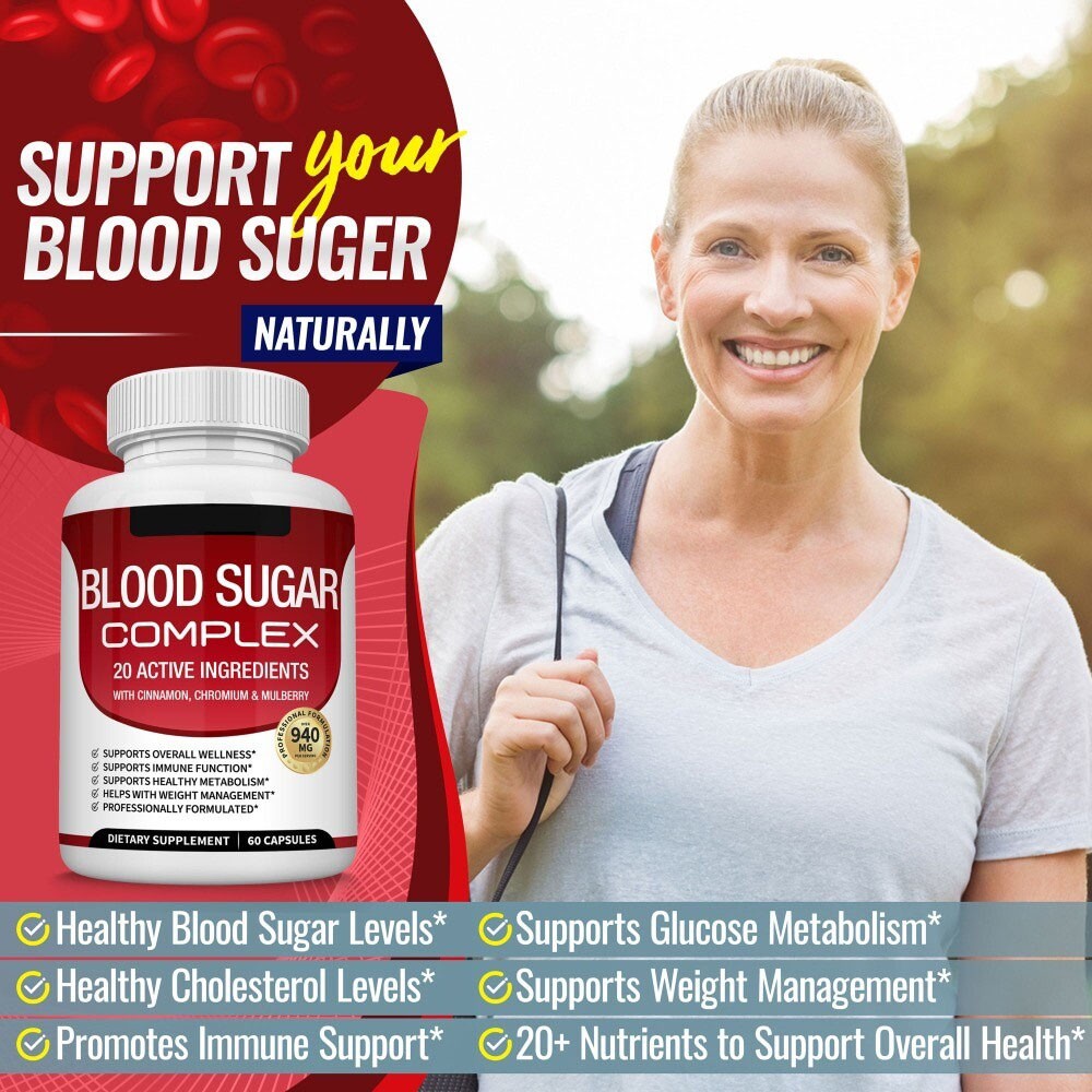5/3bottles Blood Sugar Complex w/ Cinnamon, Chromium & Mulberry 60 Capsules