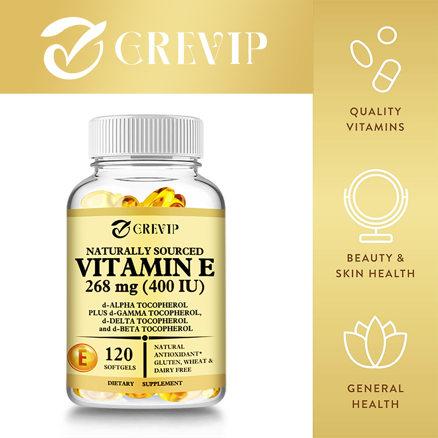 Naturally Sourced Vitamin E – for Skin, Heart, Brain, and Immune System Health
