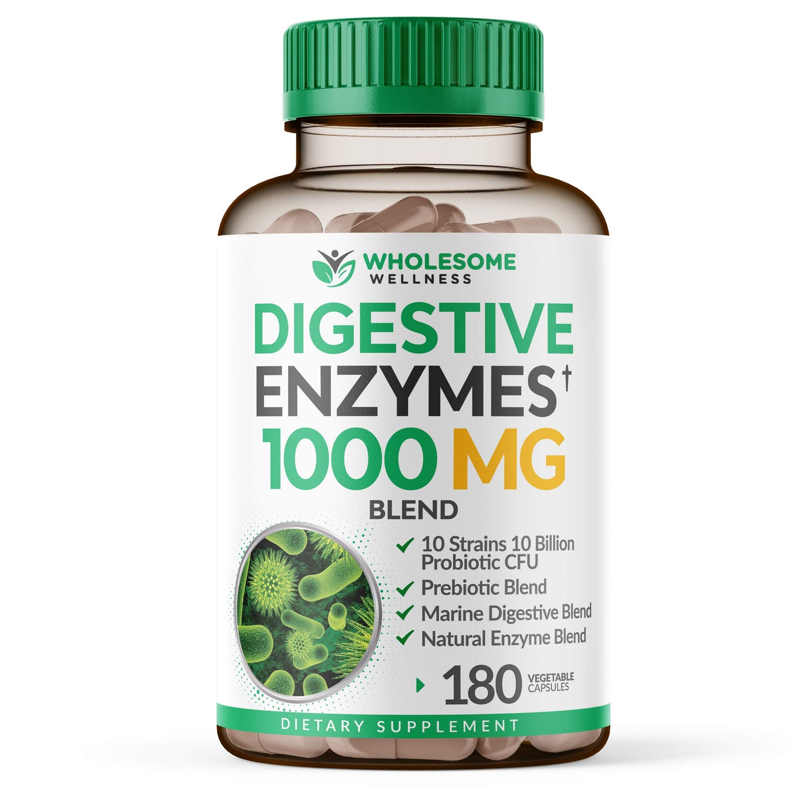 Digestive Enzymes 1000MG Plus Prebiotics & Probiotics Supplement, 180 Capsule…