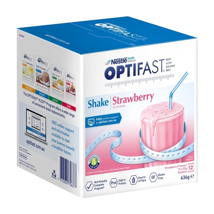 12’s x 53g OPTIFAST VLCD Shake STRAWBERRY Flavor Weight Loss Fast Ship