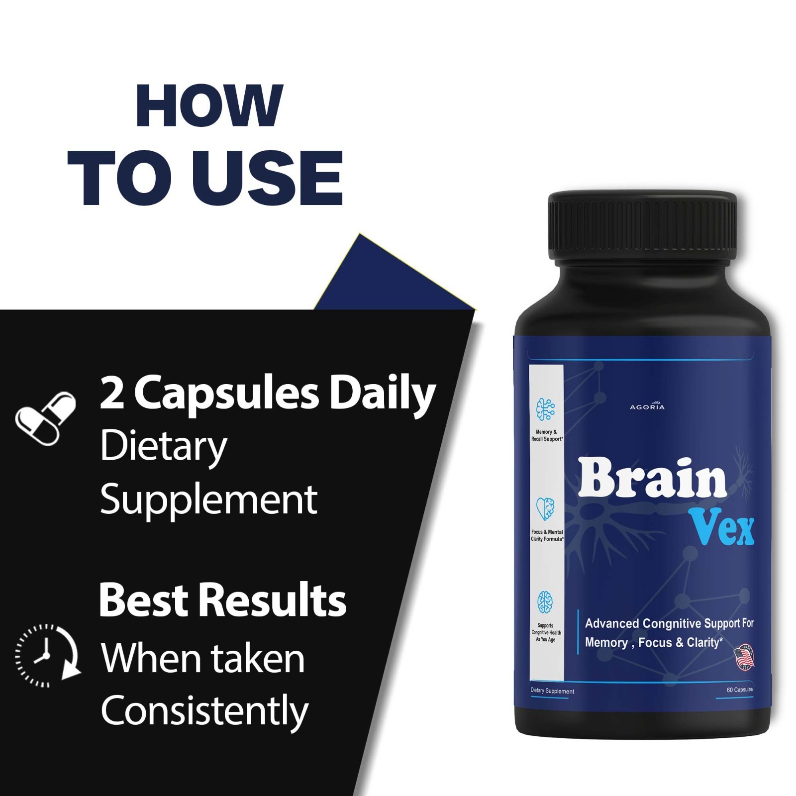 (1 Pack) BrainVex Nootropic All Natural Brain Supplement Brain Vex Capsules