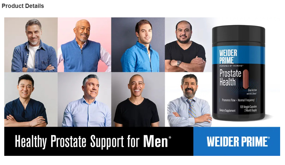 Weider Prime Prostate Health, 120 Veggie Capsules Exp: 01/2026 – Free Shipping!