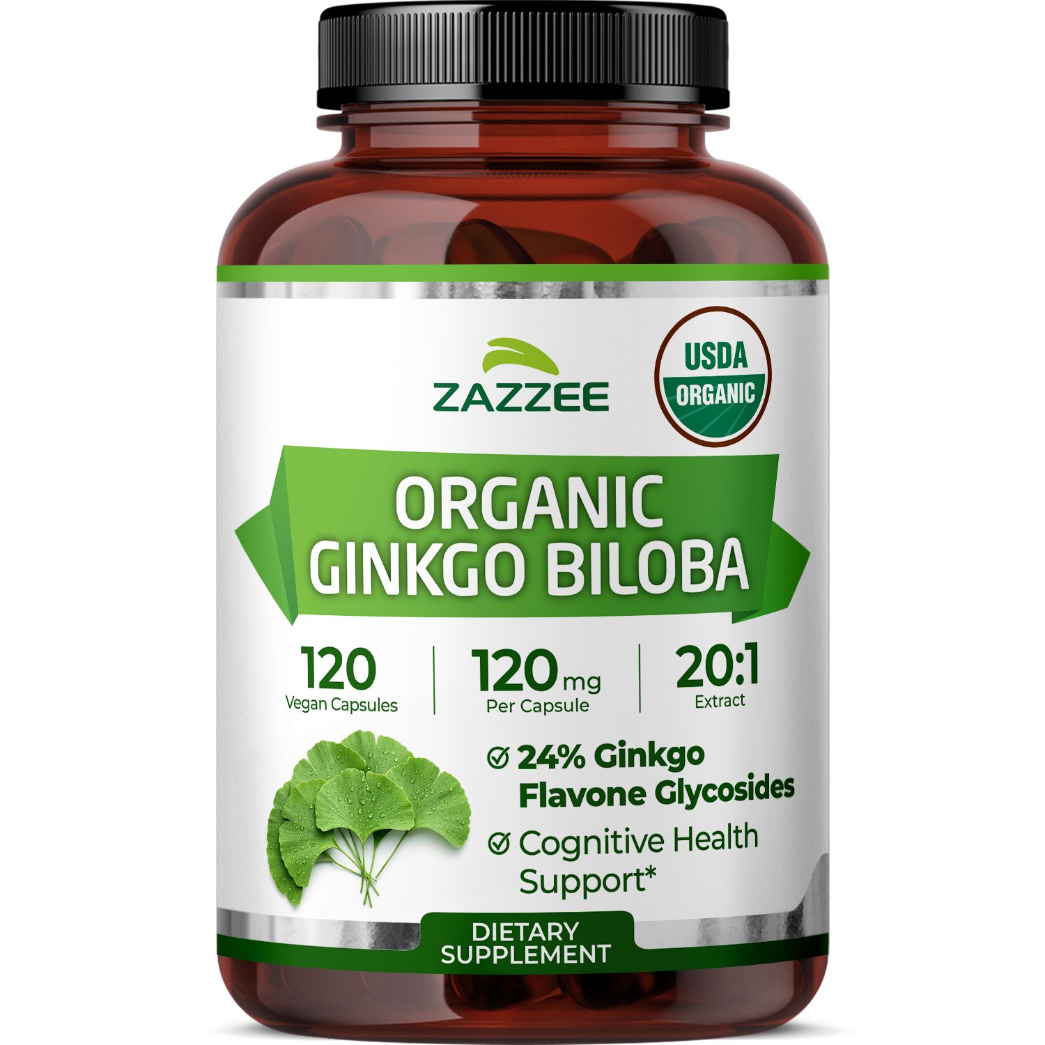 Zazzee USDA Organic Ginkgo Biloba Capsules
