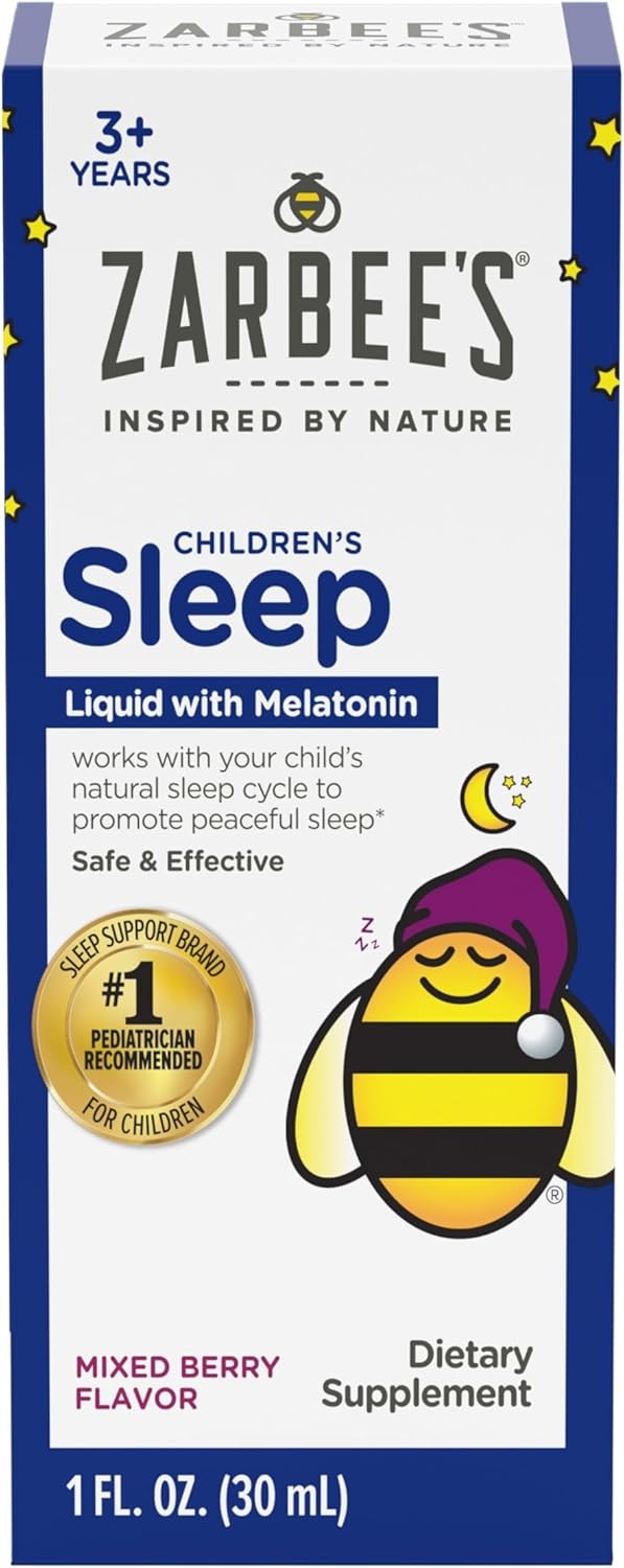 Zarbee’s Kids Sleep Supplement Liquid with 1mg Melatonin;1 Fl Oz Bottle