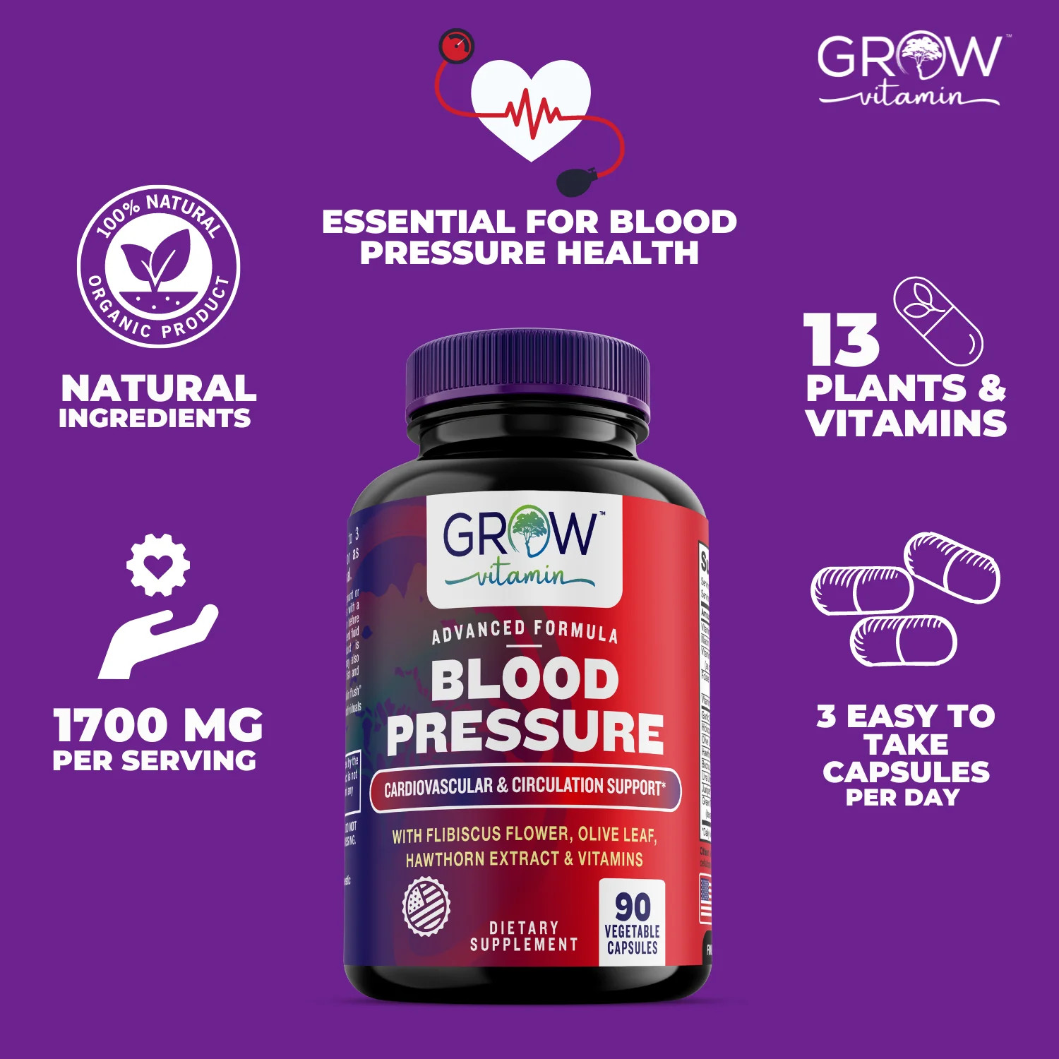 Blood Pressure Support By Grow Vitamin