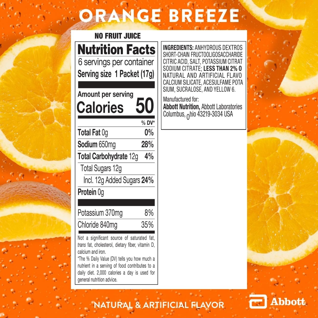 AdvancedCare Plus Orange Breeze Electrolyte Powder – 3X Electrolytes, Prebiot…