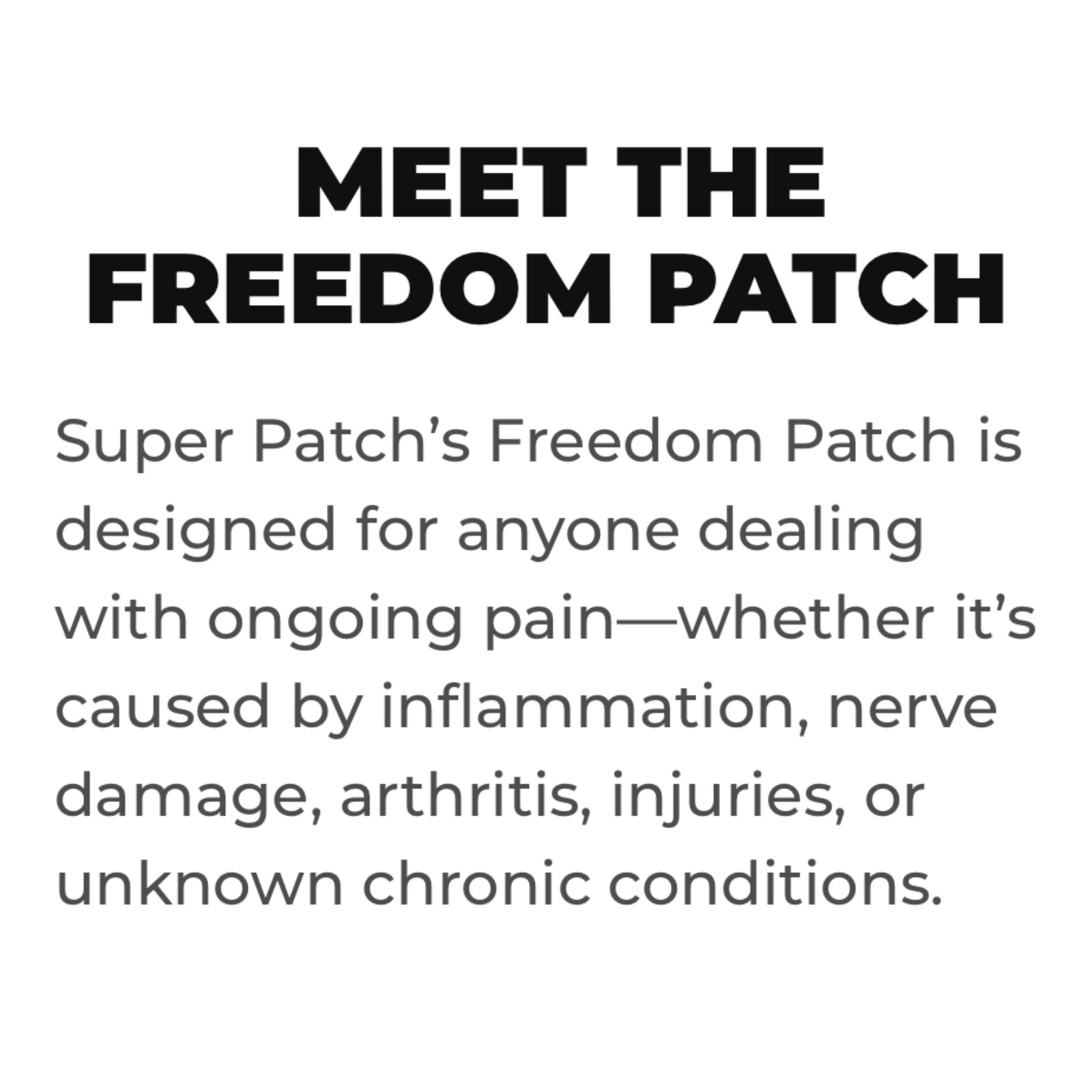 Super Patch FREEDOM Pain Relief Patches 30-Pack Drug-Free 24-Hour Aches Joints
