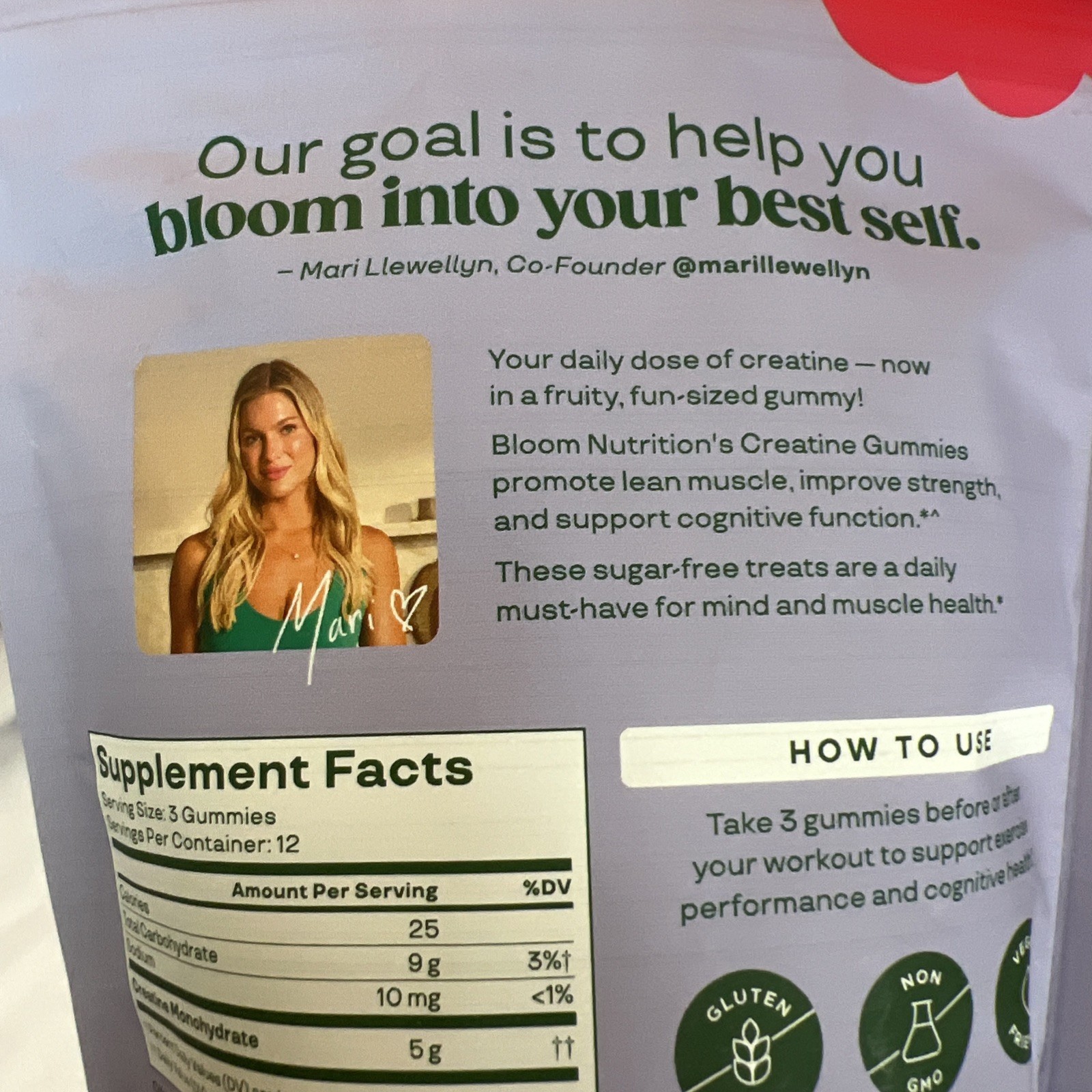 Bloom Nutrition Creatine 36 Gummies Berry Boost 5gram Per Serving Lean Muscle