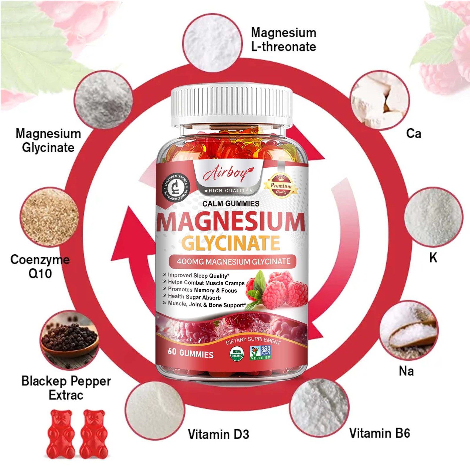 Magnesium Glycinate Gummies – Brain Health & Relaxation Support, Sleep Support