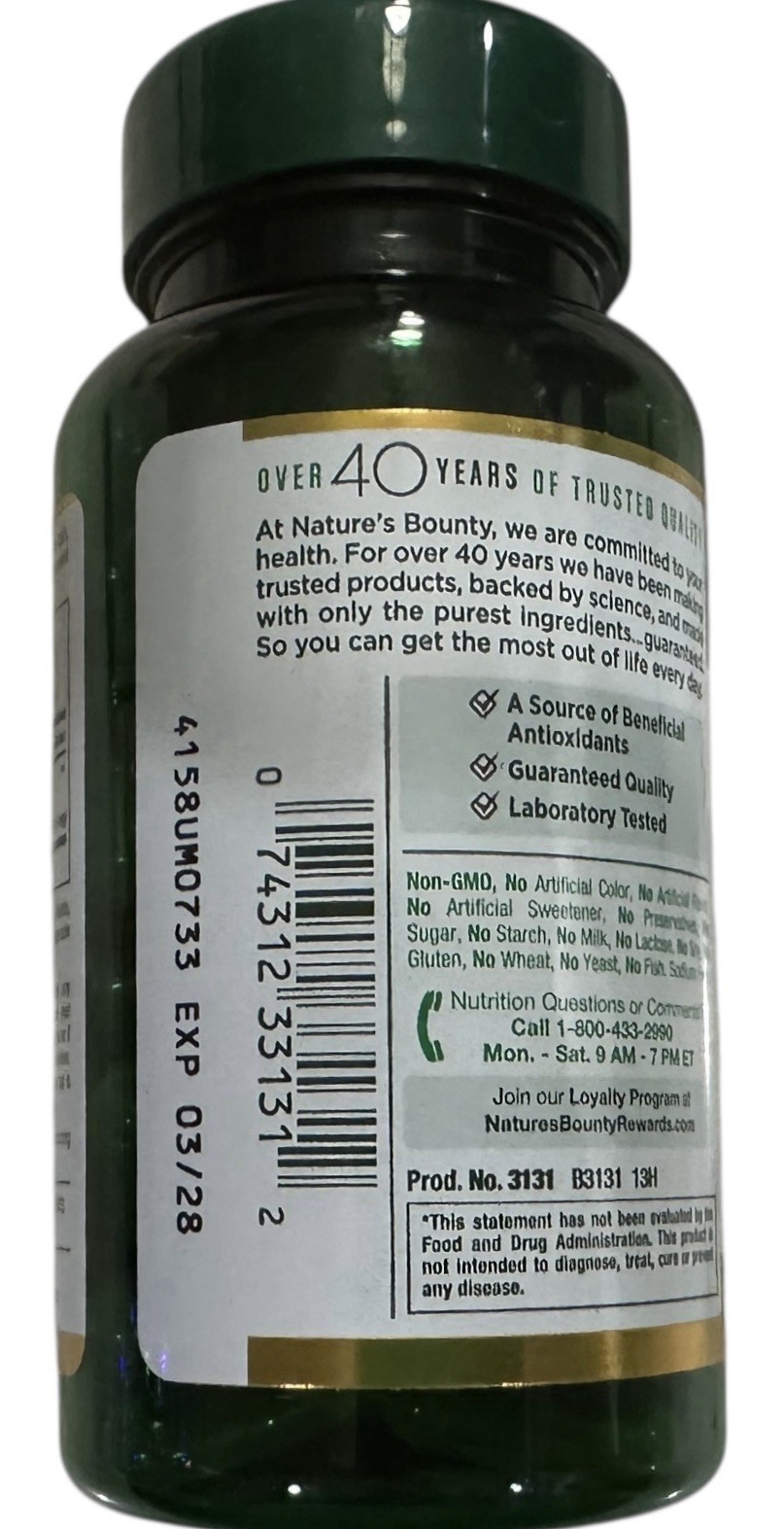 Nature’ s Bounty Green Tea Extract Supplement 100 Count Antioxidant Health 2028