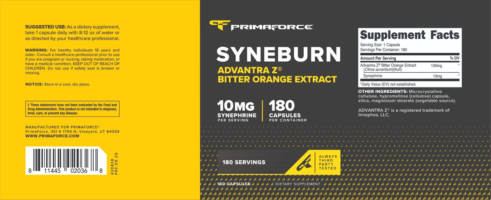 PrimaForce Syneburn Supplement, 180 Capsules – Synephrine from ADVANTRA Z