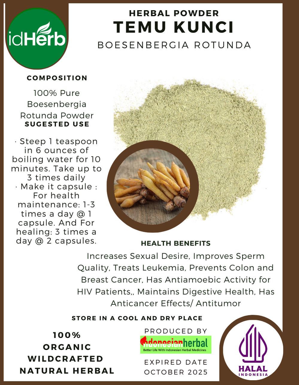 [idHerb] 50-500 gram Powder Fingerroot Chinese Ginger Boesenbergia Rotunda
