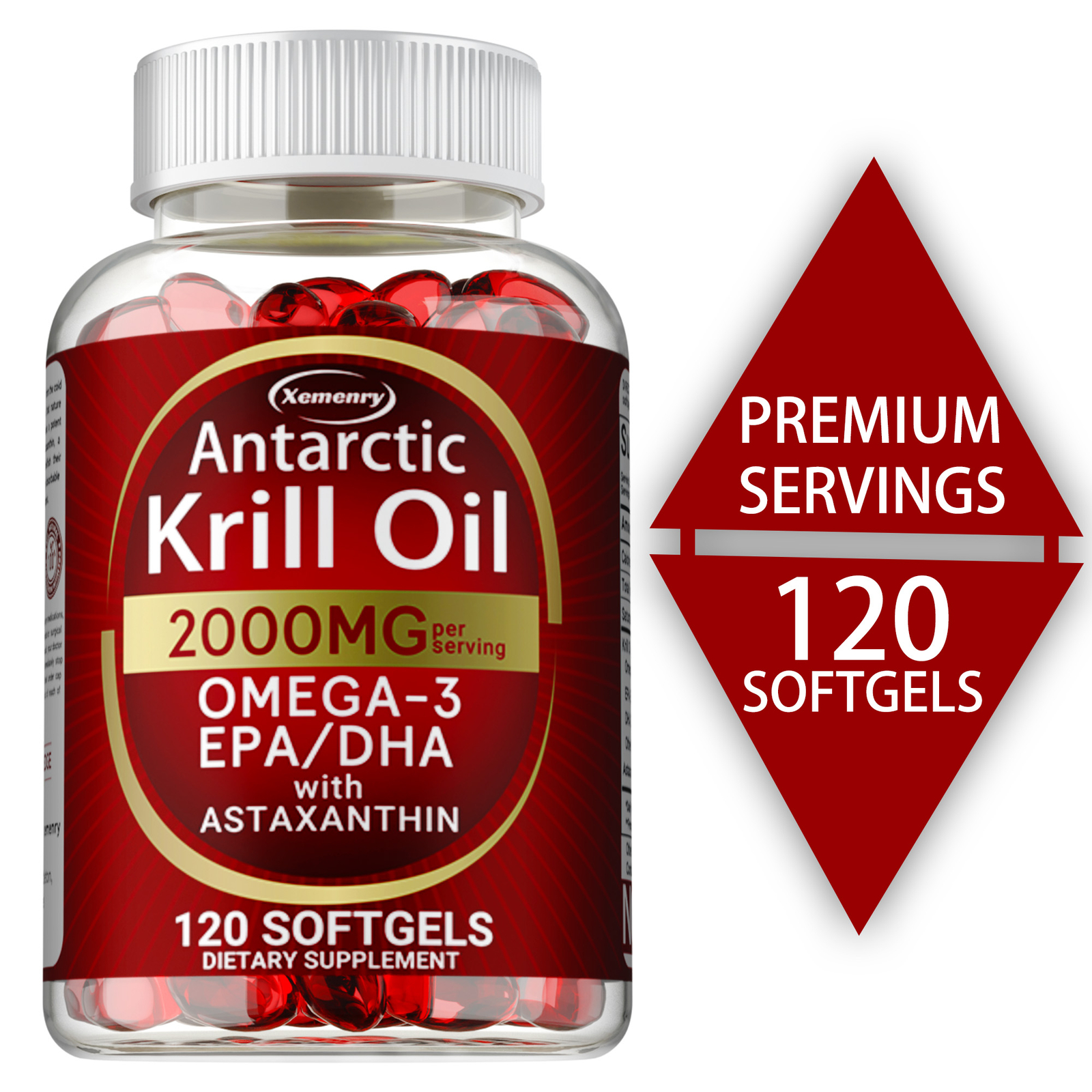 Antarctic Krill Oil – Omega-3 EPA, DHA, Astaxanthin, Memory Support, Anti Aging