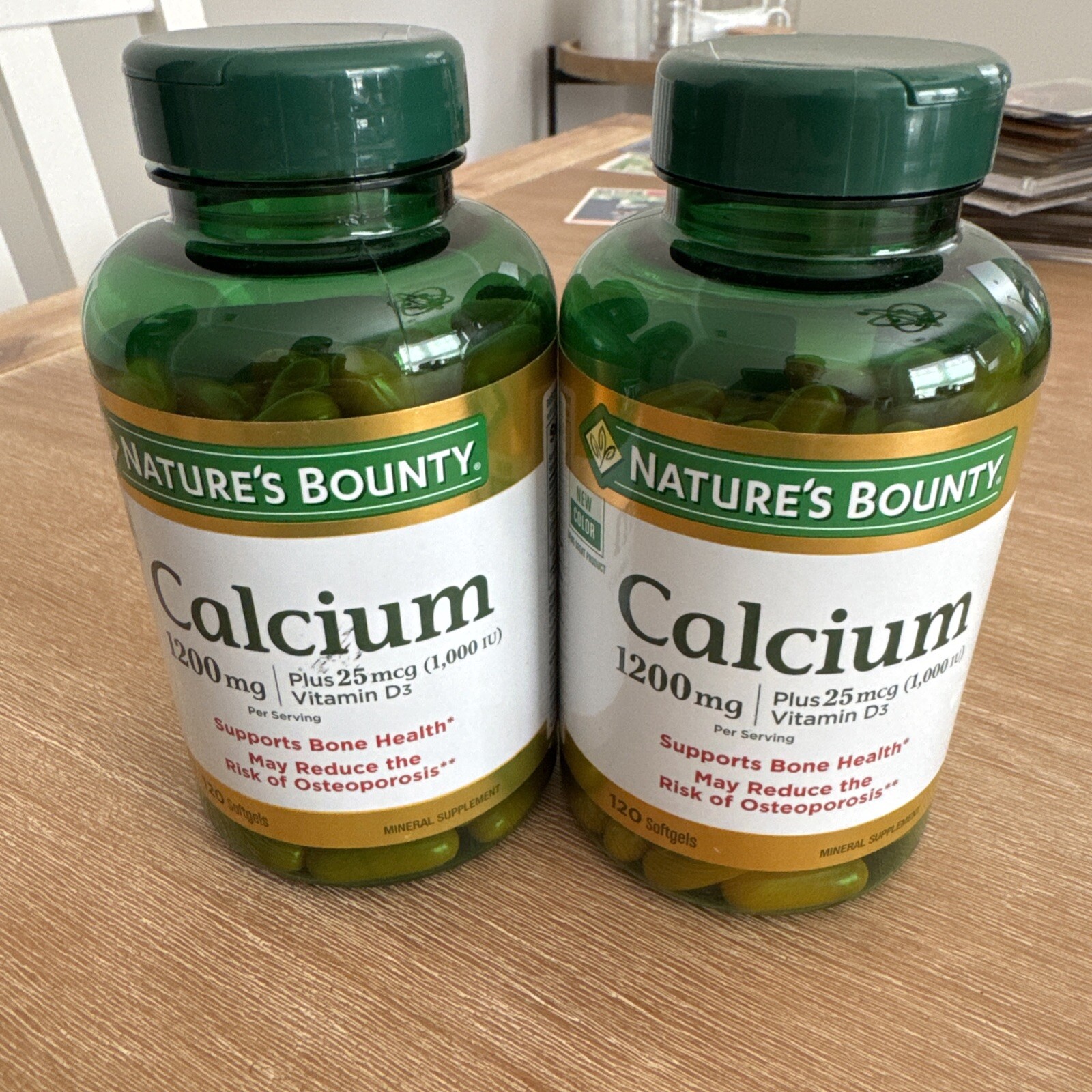 Lot Of 2 Nature’s Bounty Calcium+Vitamin D3 1200mg 120ct Each Exp 06/2026