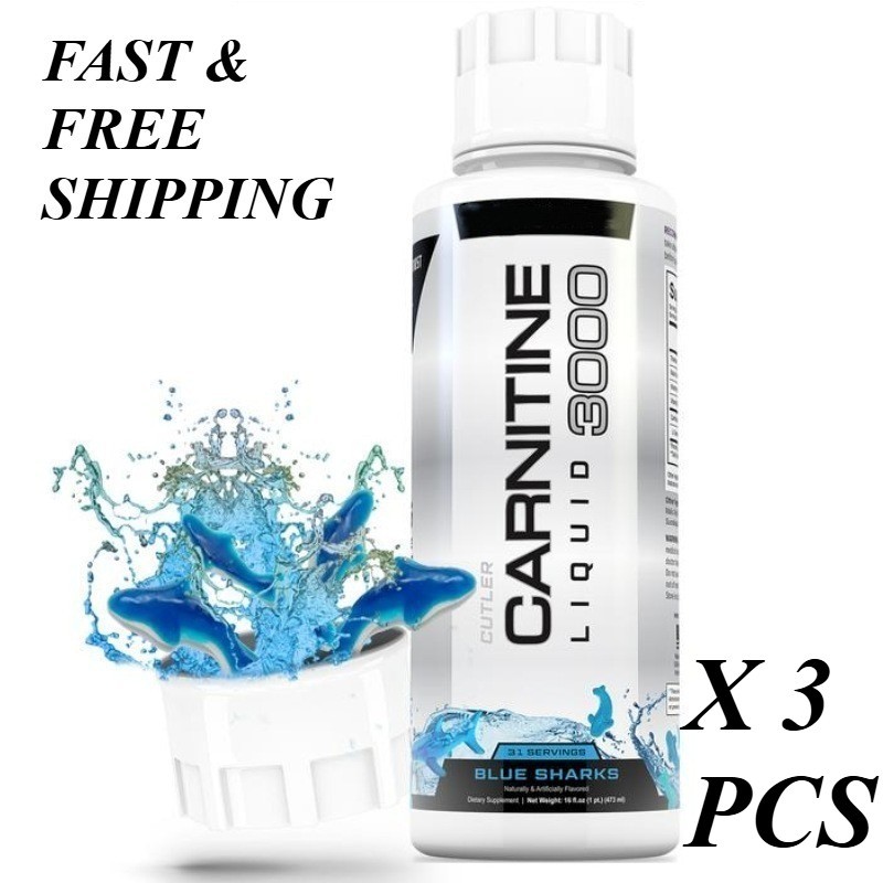 2 PACKS-NEW Cutler Nutrition Liquid Carnitine 3000mg Blue Sharks flavor SEALED*