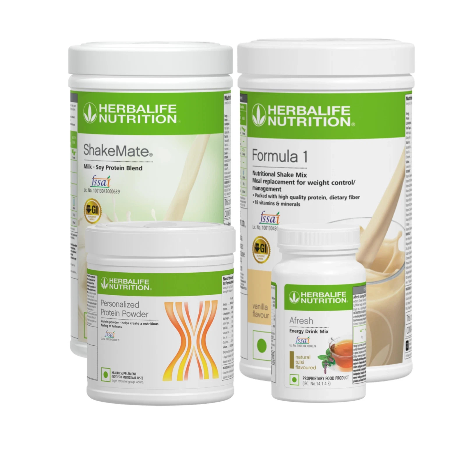 HERBALIFE COMBO SET (SHAKEMATE, VANILLA, PROTEIN 200GM, AFRESH) LONG EXPIRY