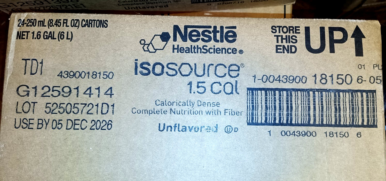 24 Nestle Isosource 1.5 Cal Complete Nutrition Unflavored 8.45 fl oz Ex 12/2026