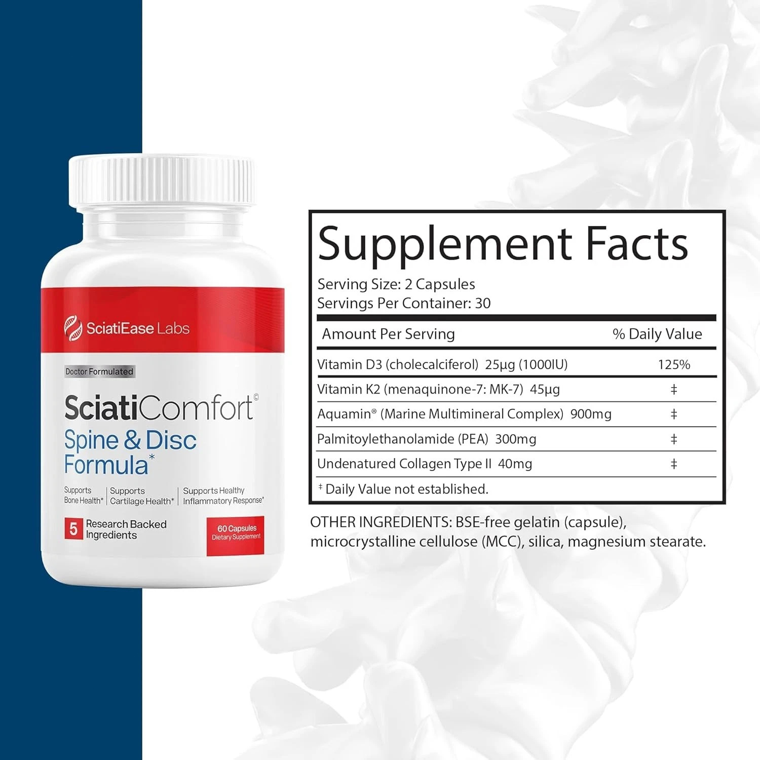 SciatiEase SciatiComfort Spine and Disc Support Supplement Sciatic Nerve Health