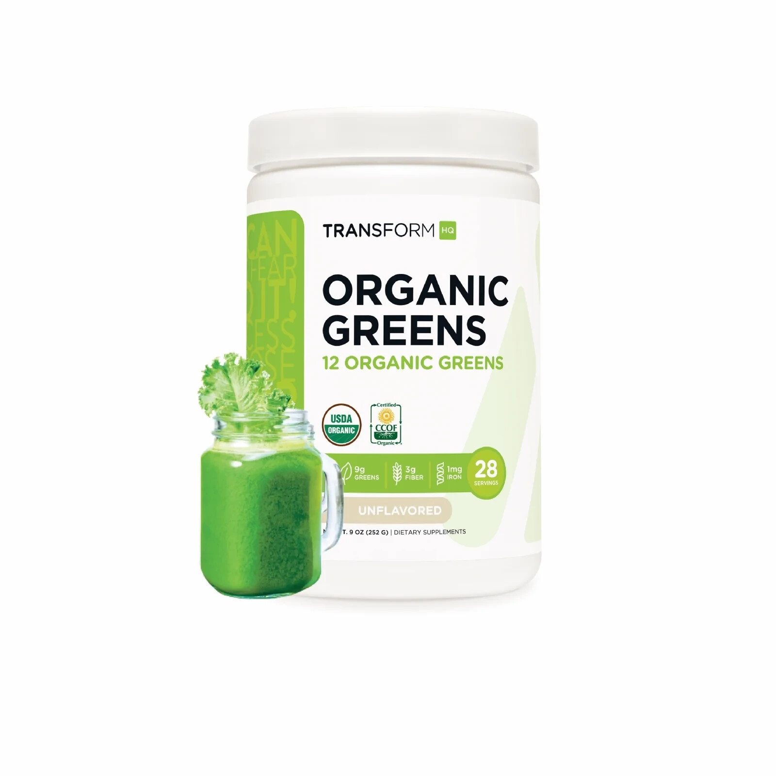 Transform HQ Organic Greens – Unflavored 9oz 28 servings – EXP 7/2026
