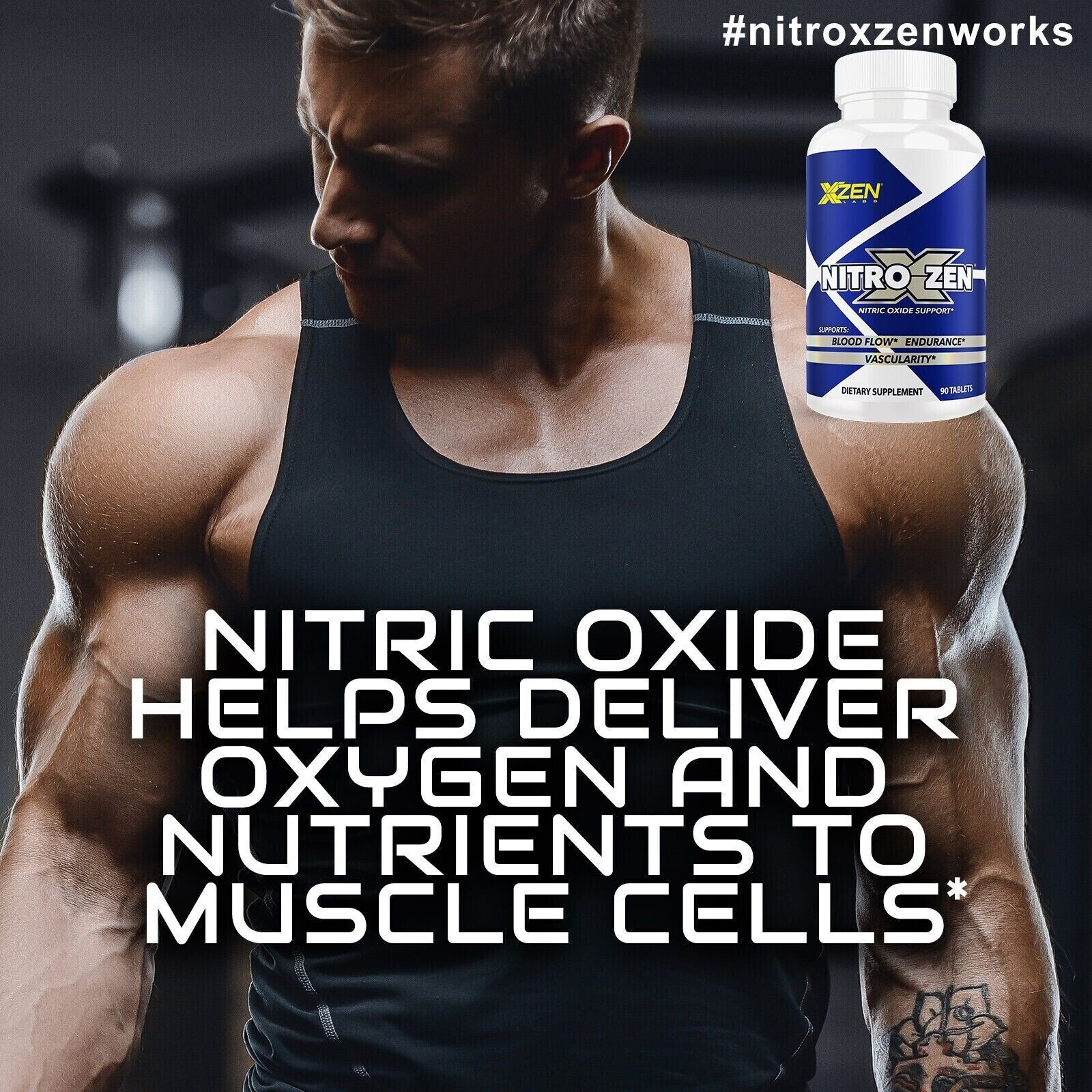 Nitric Oxide Booster Supplement Supports Blood Flow Pre Workout 2210 mg 90 pills
