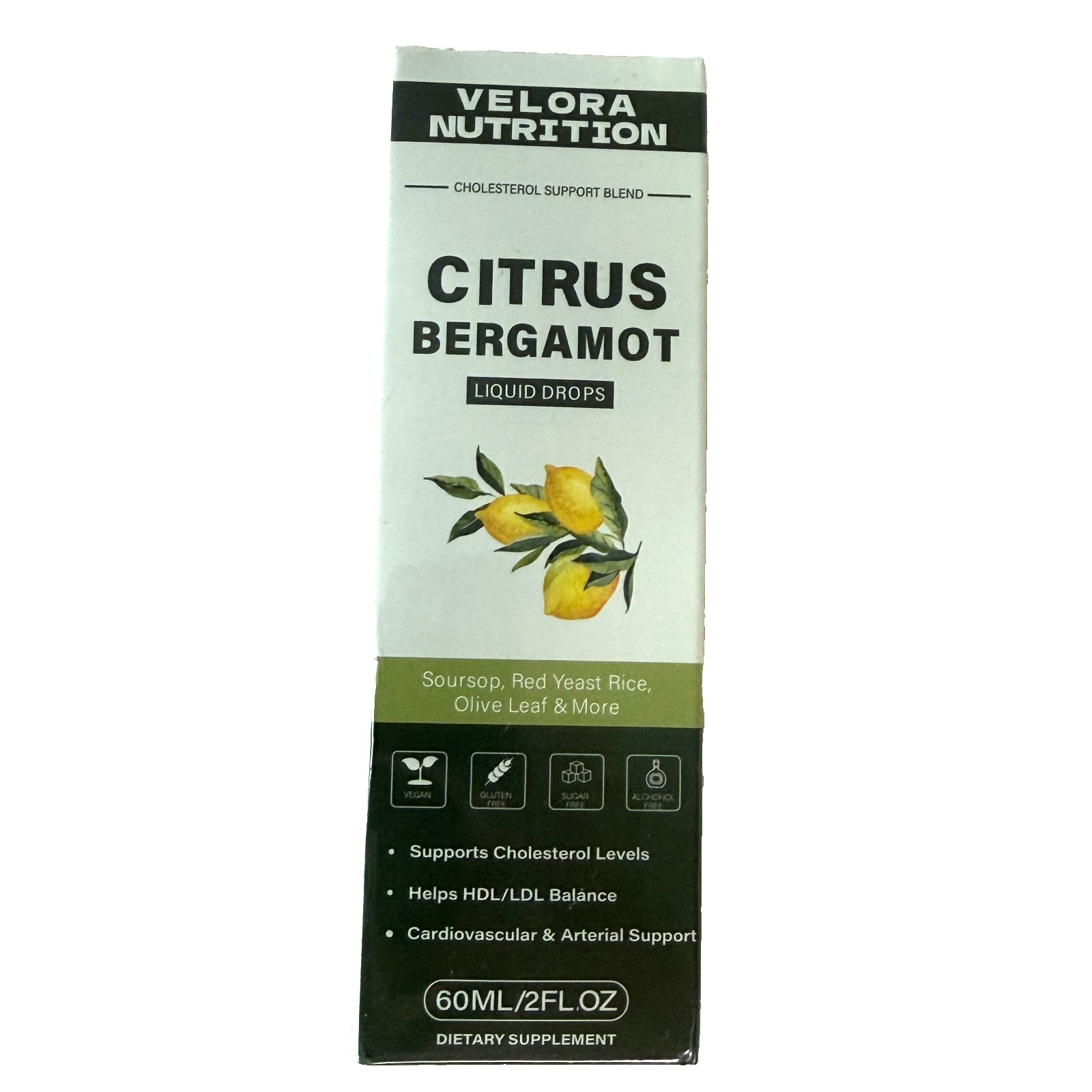 Velora Nutrition Citrus Bergamot Liquid Drops Cholesterol Support 60ML / 2FL OZ